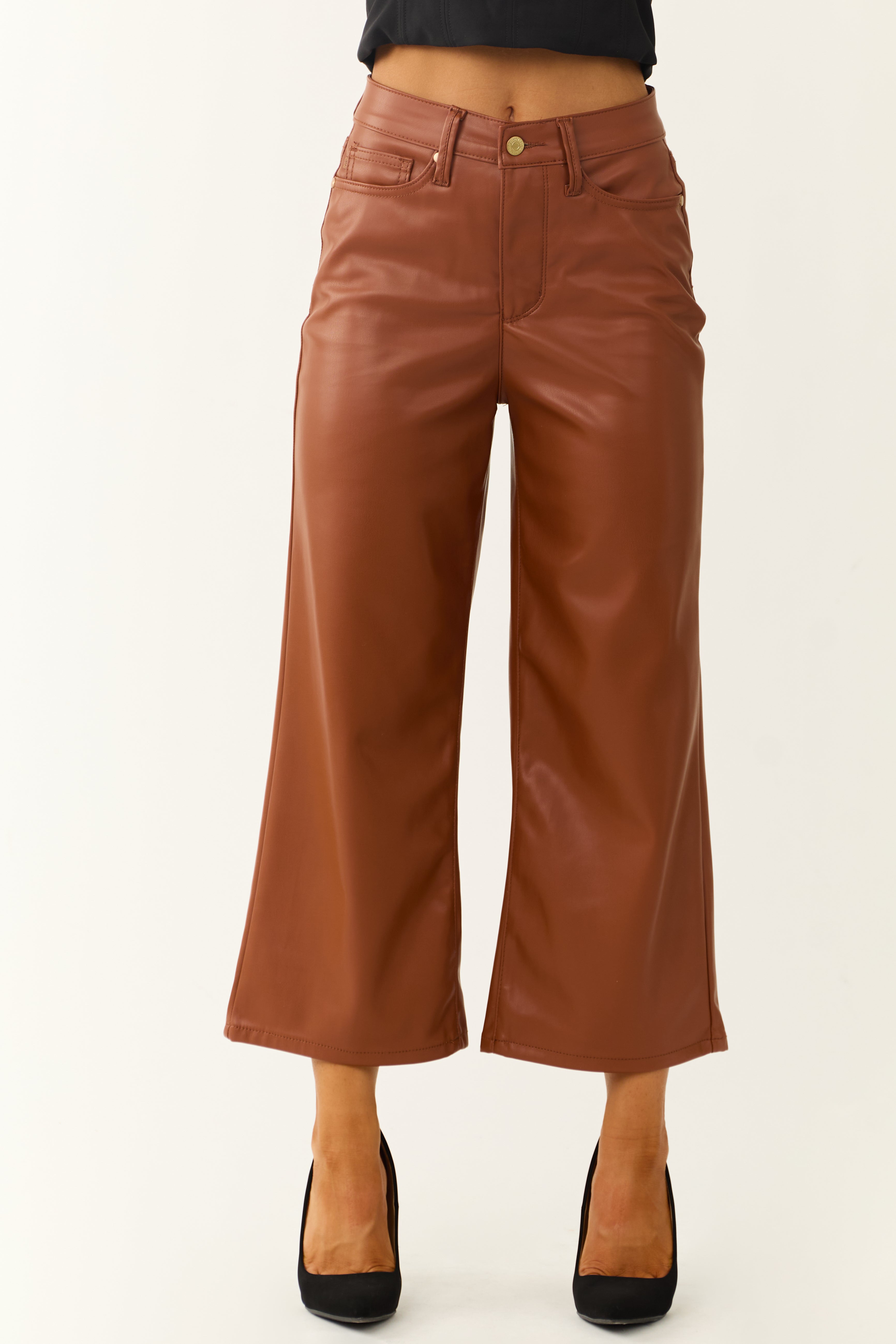 Judy Blue Spice Tummy Control Faux Leather Pants | Lime Lush Boutique