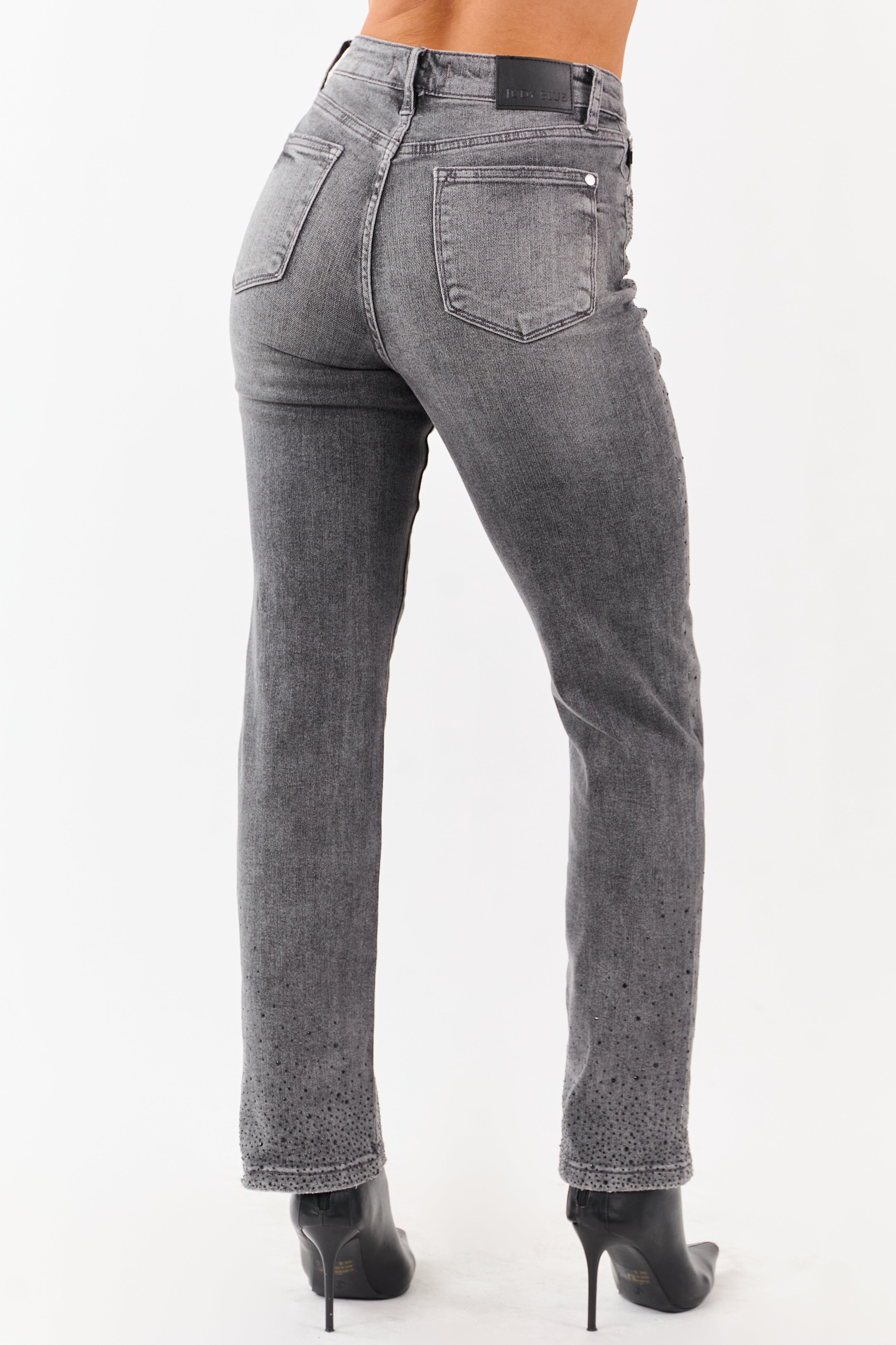 Judy Blue Stone Rhinestone Detail Straight Jeans