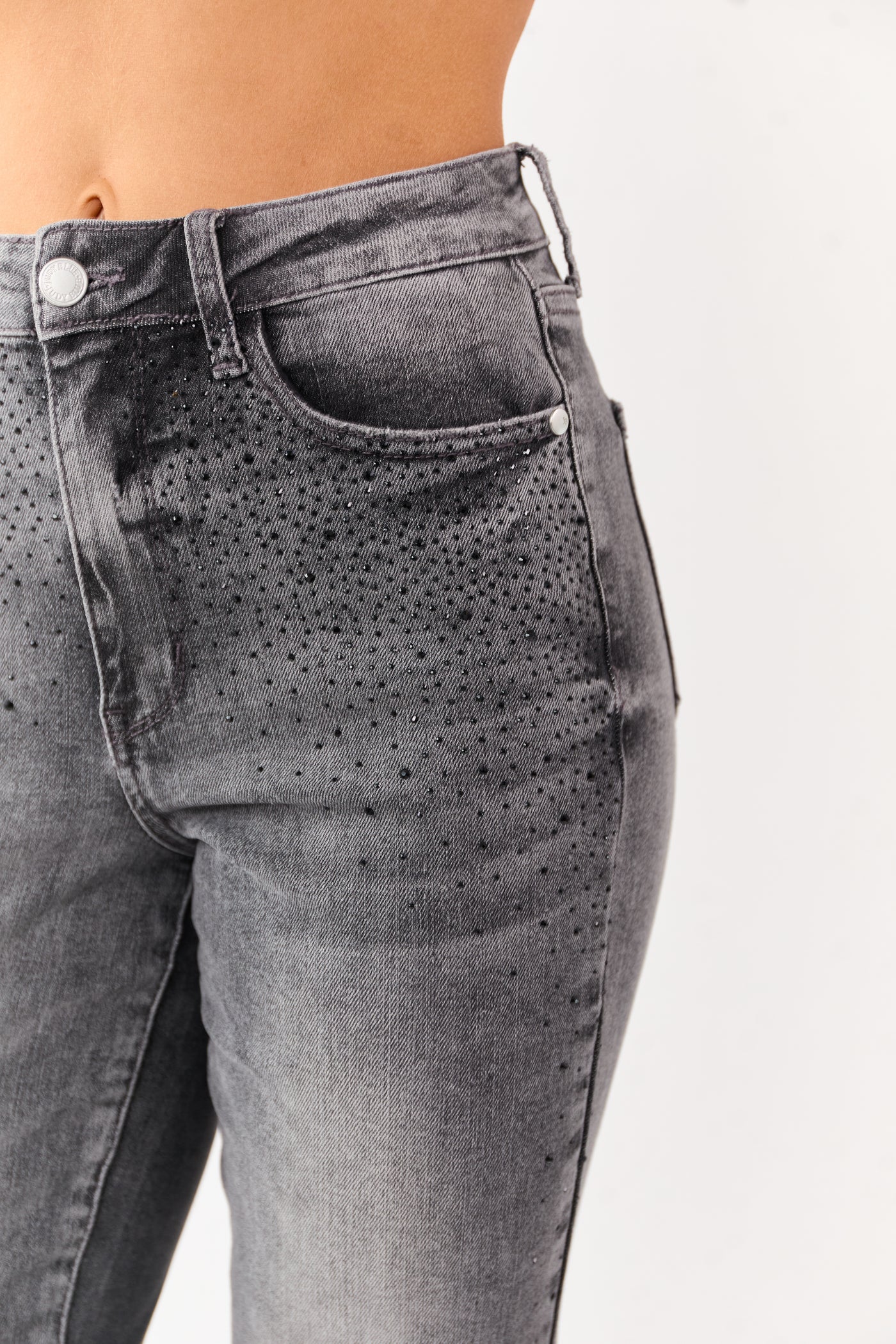 Judy Blue Stone Rhinestone Detail Straight Jeans