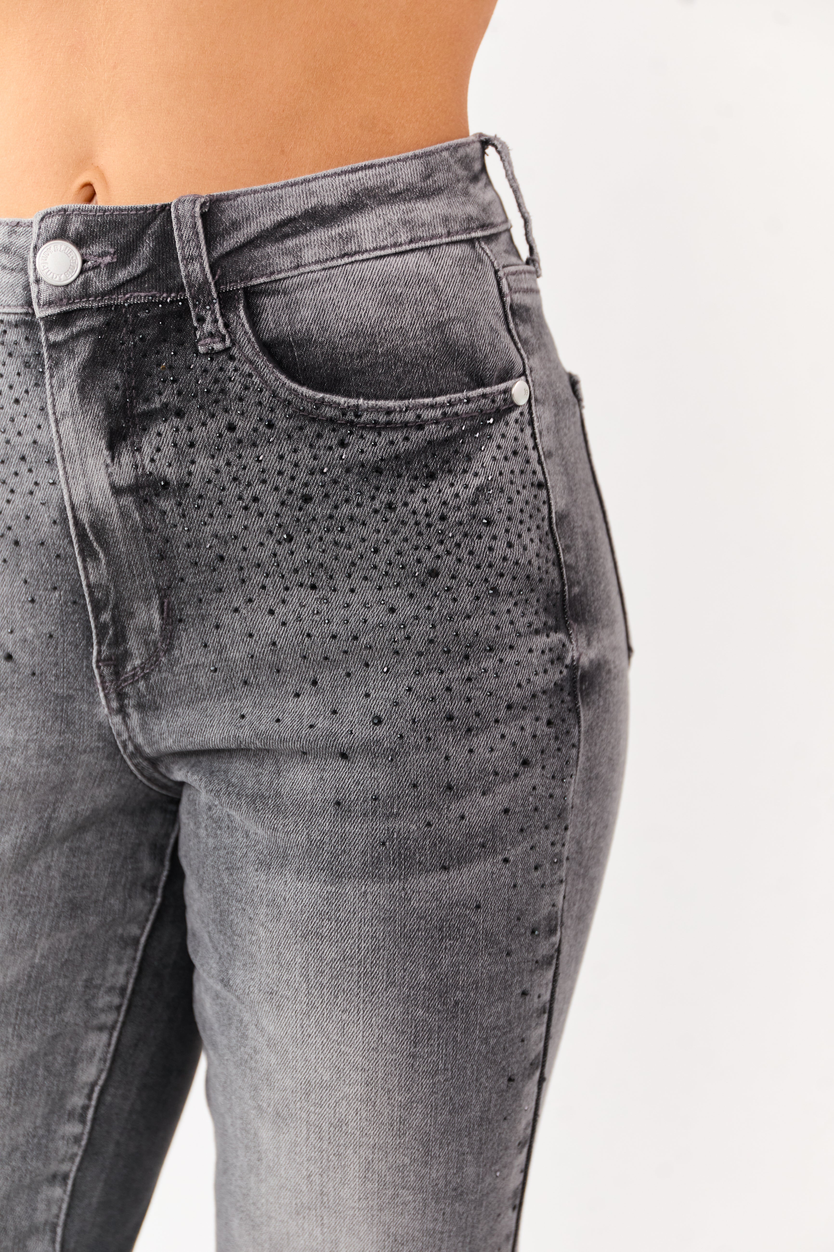 Judy Blue Stone Rhinestone Detail Straight Jeans