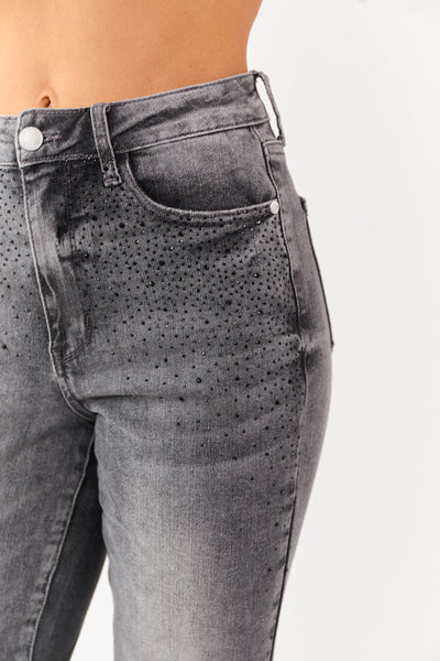 Judy Blue Stone Rhinestone Detail Straight Jeans