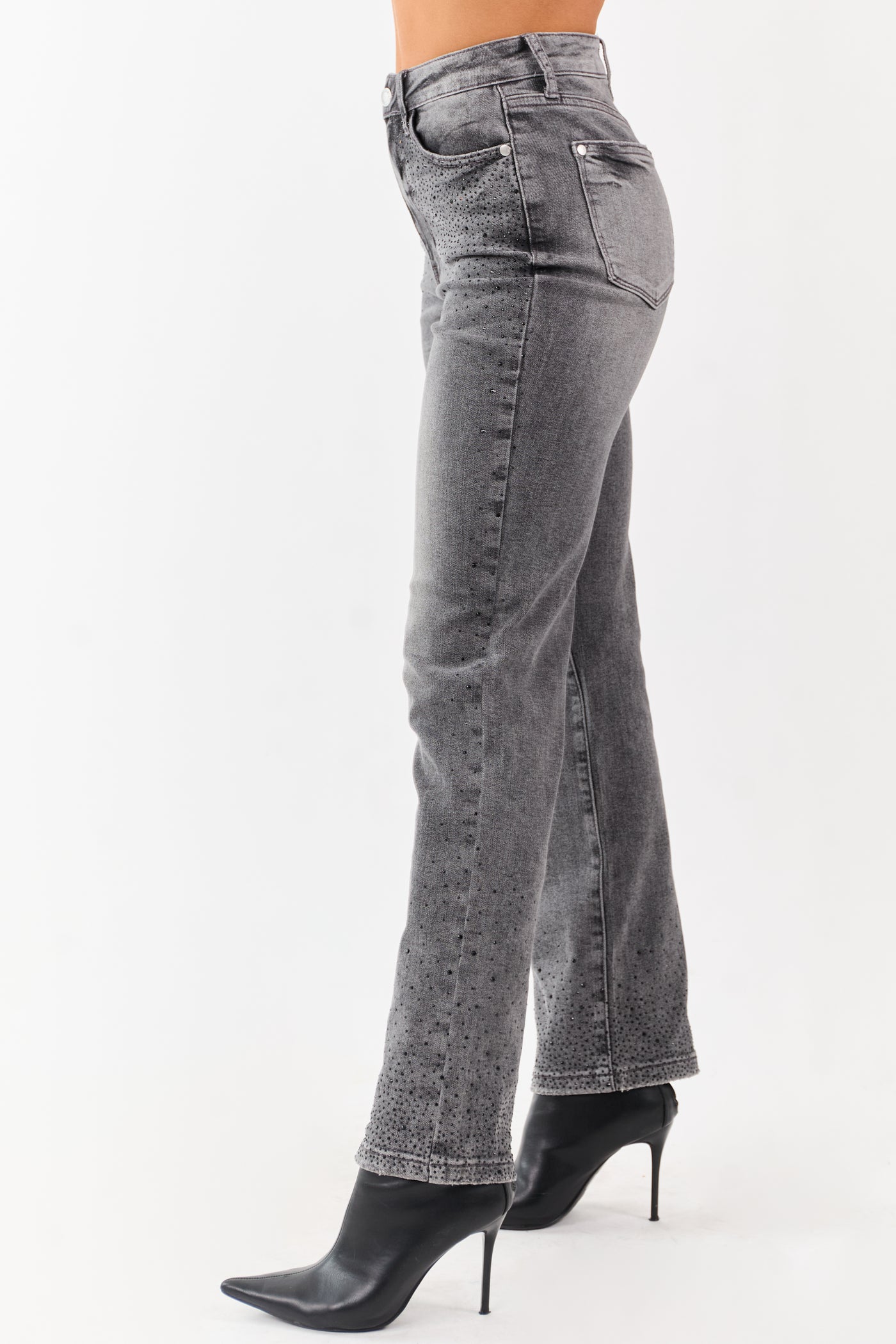 Judy Blue Stone Rhinestone Detail Straight Jeans