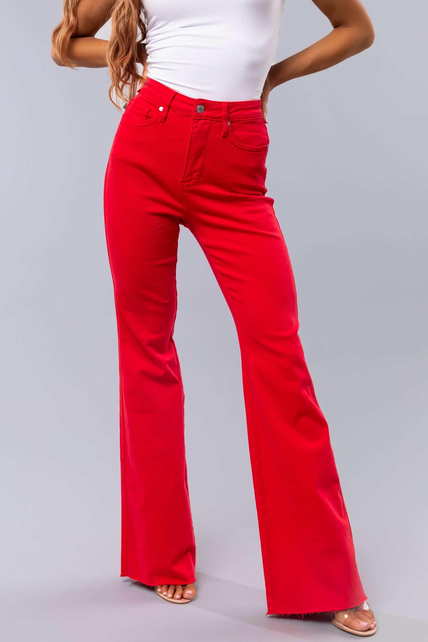 Judy Blue Tummy Control Lipstick Flare Jeans Lime Lush