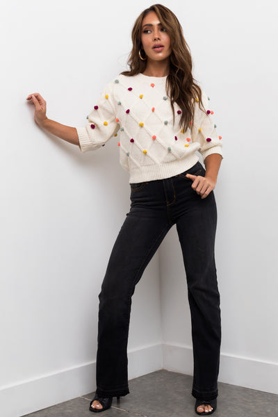 Judy Blue Washed Black High Rise Raw Hem Bootcut Jeans