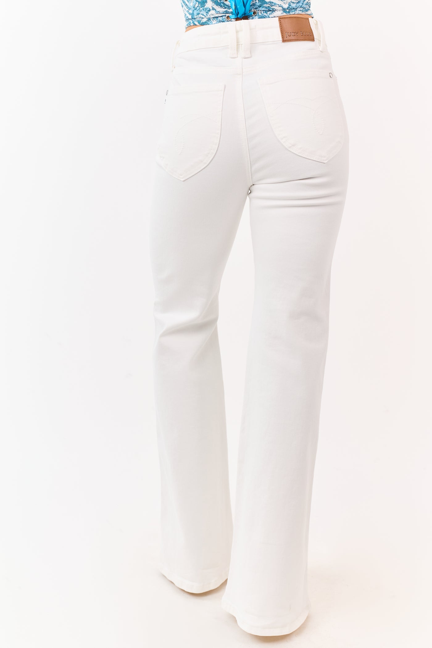 Judy Blue White Tummy Control Stretchy Flare Jeans