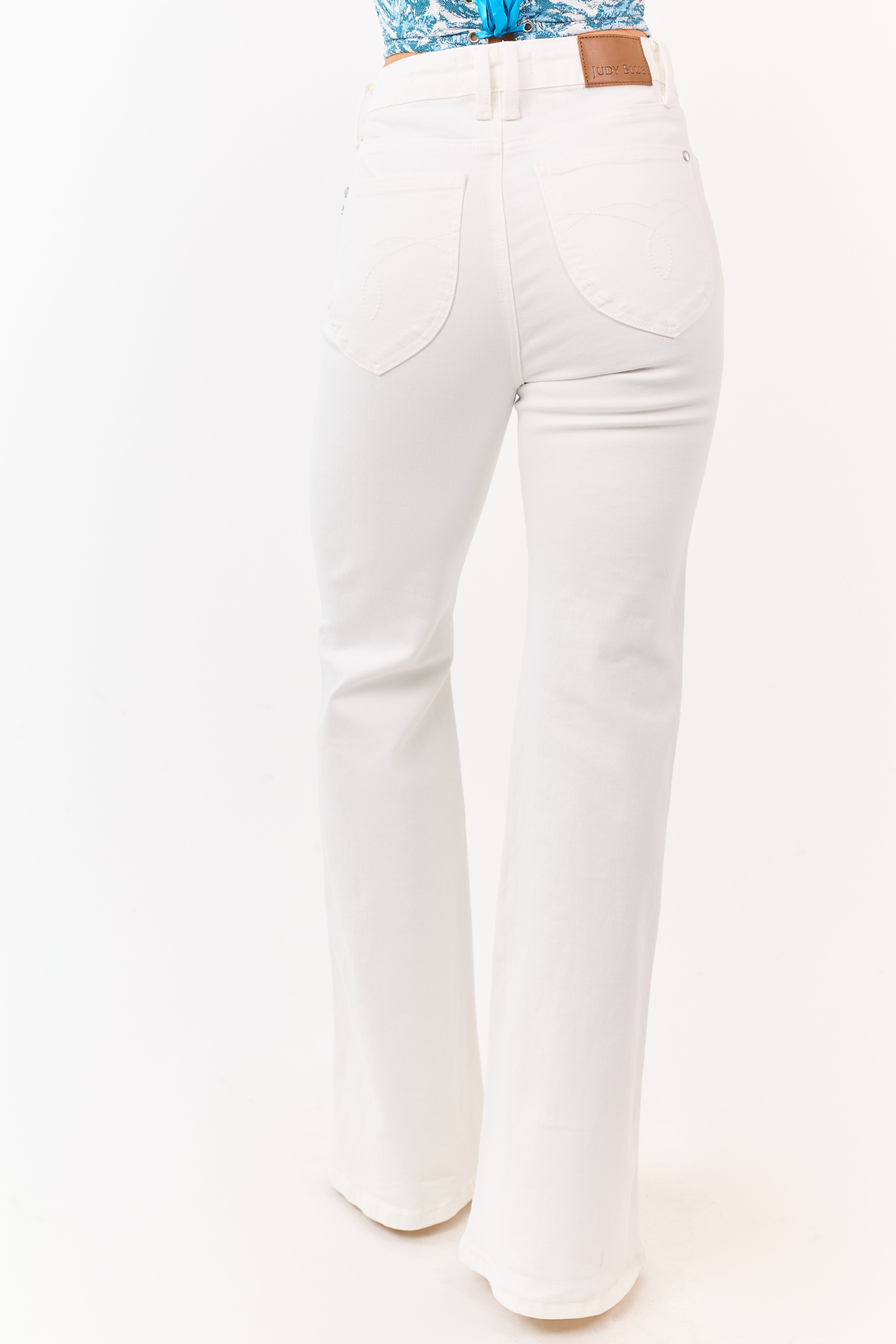 Judy Blue White Tummy Control Stretchy Flare Jeans