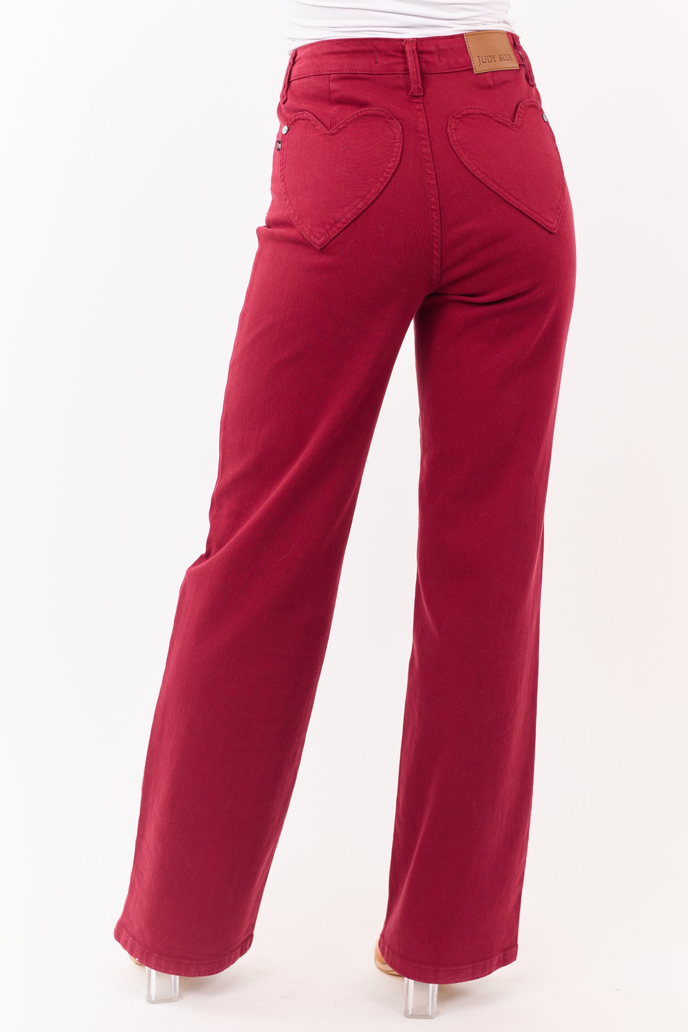 Judy Blue Wine Heart Pocket Stretchy Straight Jeans