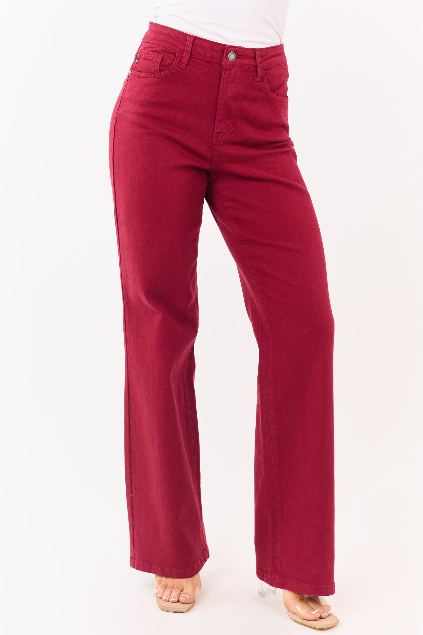 Judy Blue Wine Heart Pocket Stretchy Straight Jeans