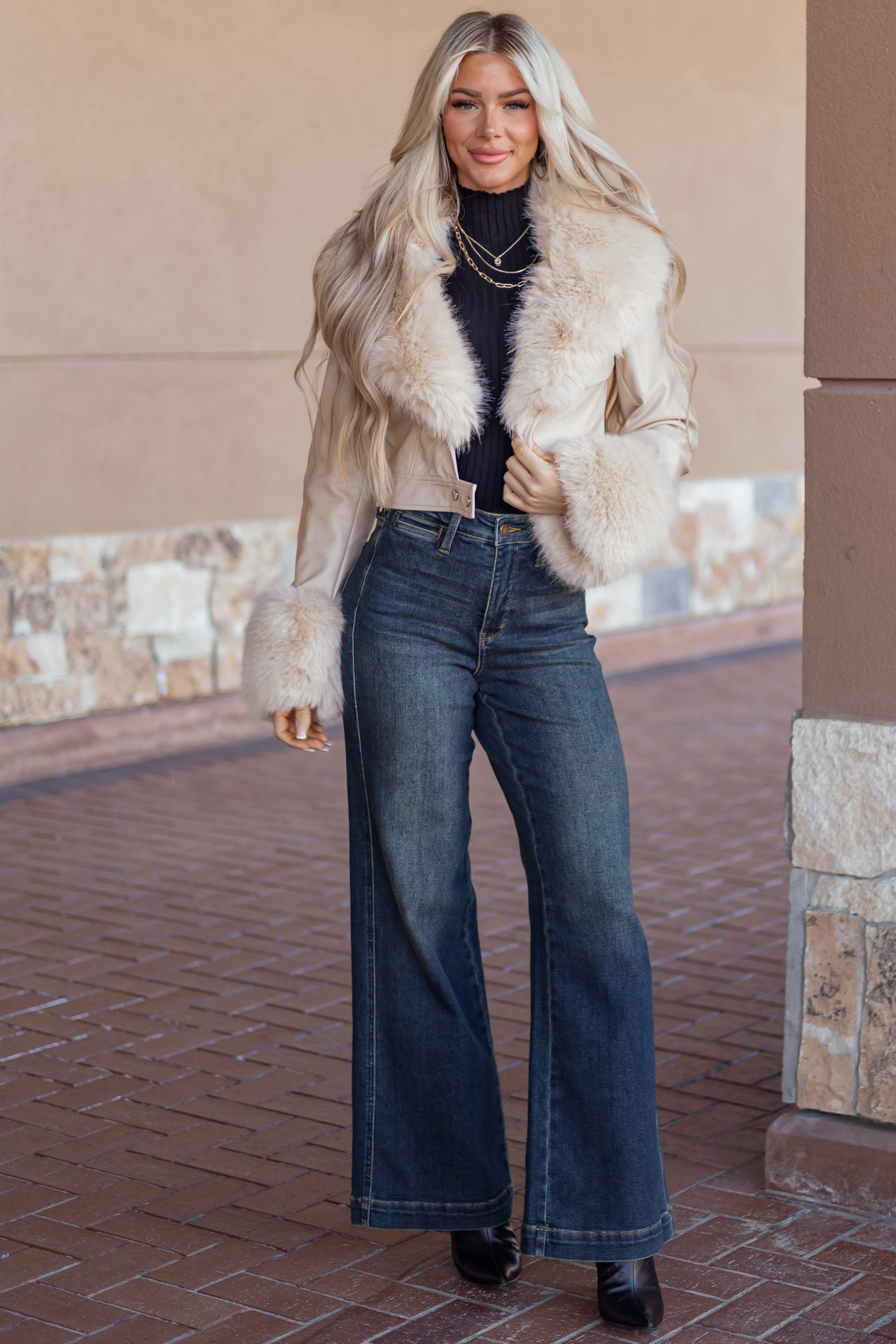 Judy Blue Dark Wash Tummy Control Stretchy Wide Jeans