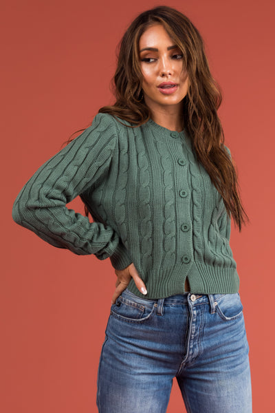 Juniper Cable Knit Cropped Cardigan Sweater