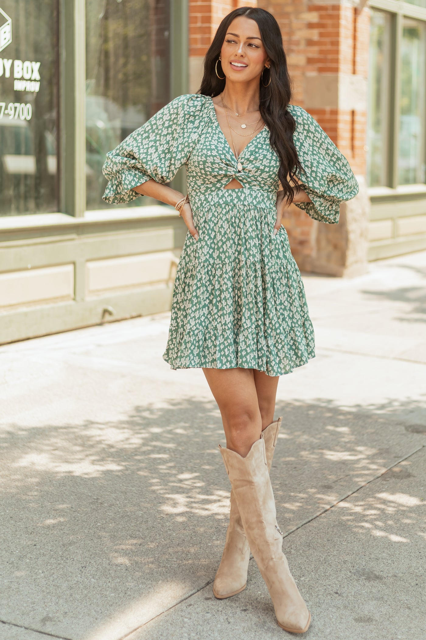 Juniper Cactus Print Front Twist Mini Dress | Lime Lush Boutique Juniper Cactus Print Front Twist Mini Dress | Lime Lush Boutique