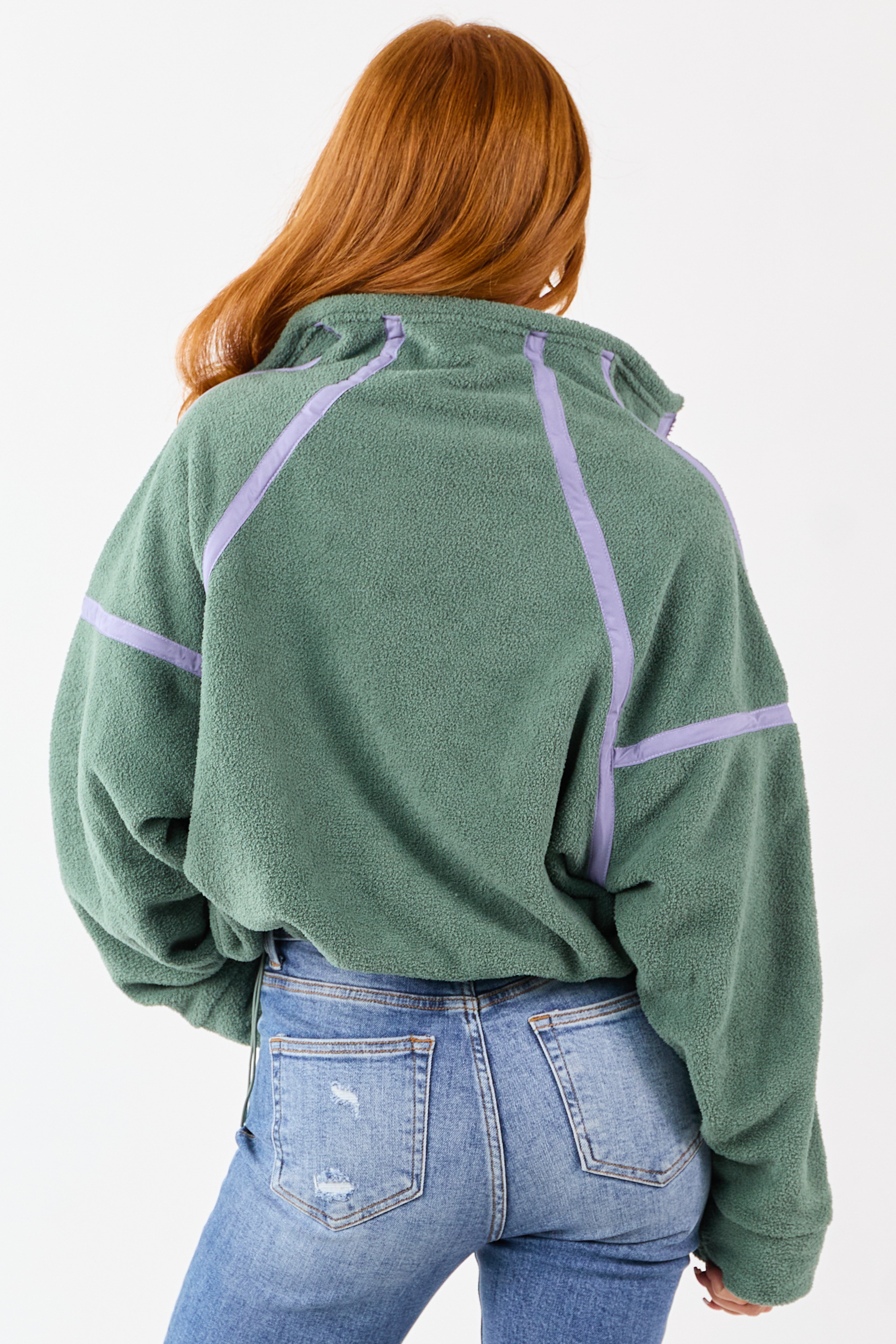Juniper Contrast Trim Half Zip Up Fleece Pullover