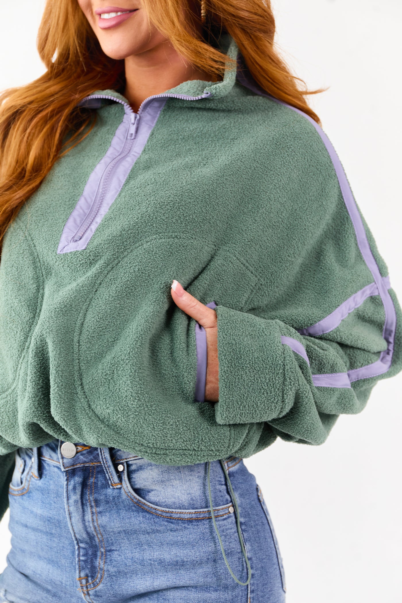 Juniper Contrast Trim Half Zip Up Fleece Pullover
