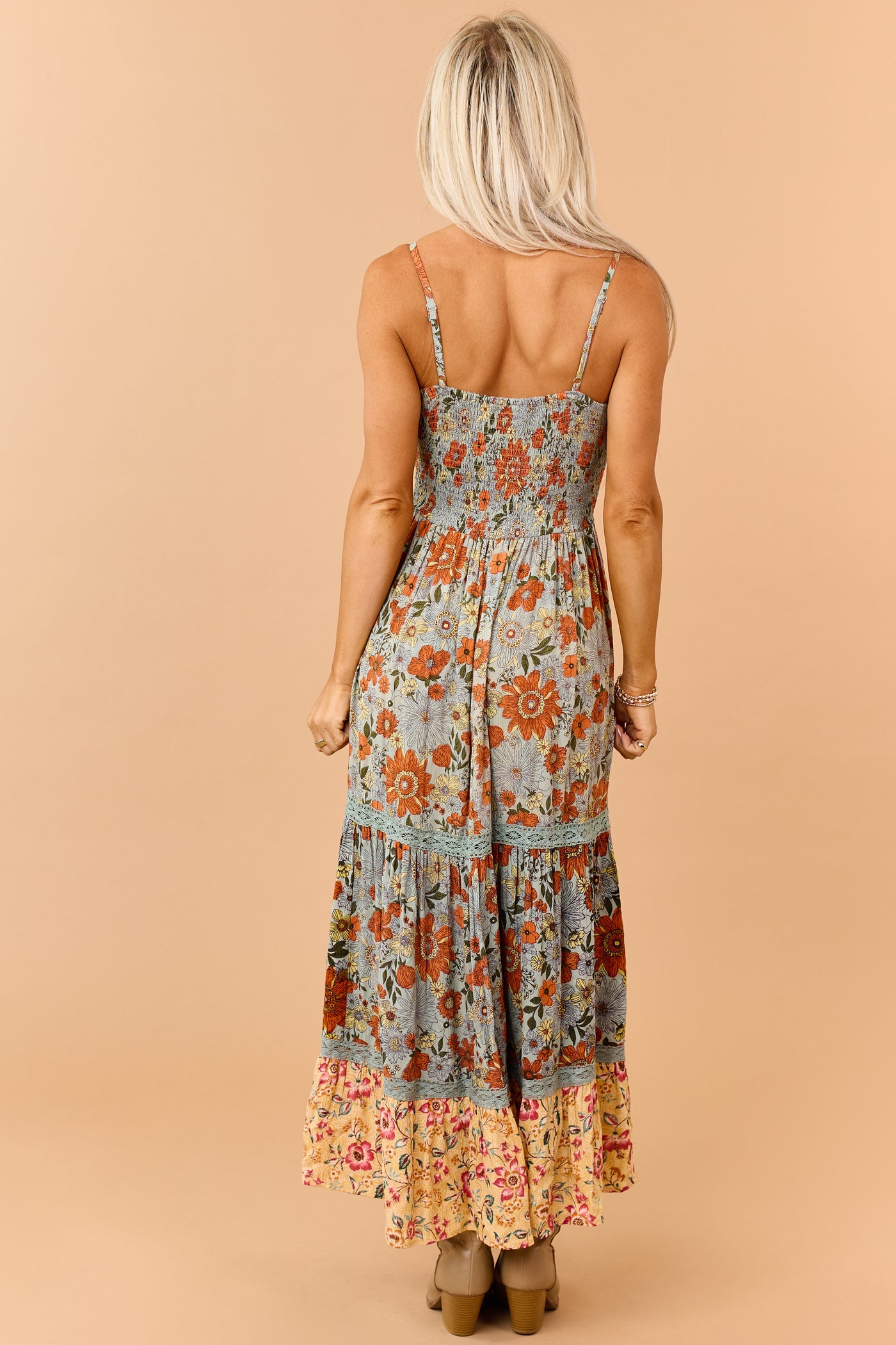 Juniper Floral Print Front Twist Maxi Dress