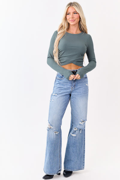 Juniper Long Sleeve Tulip Hem Ribbed Knit Top