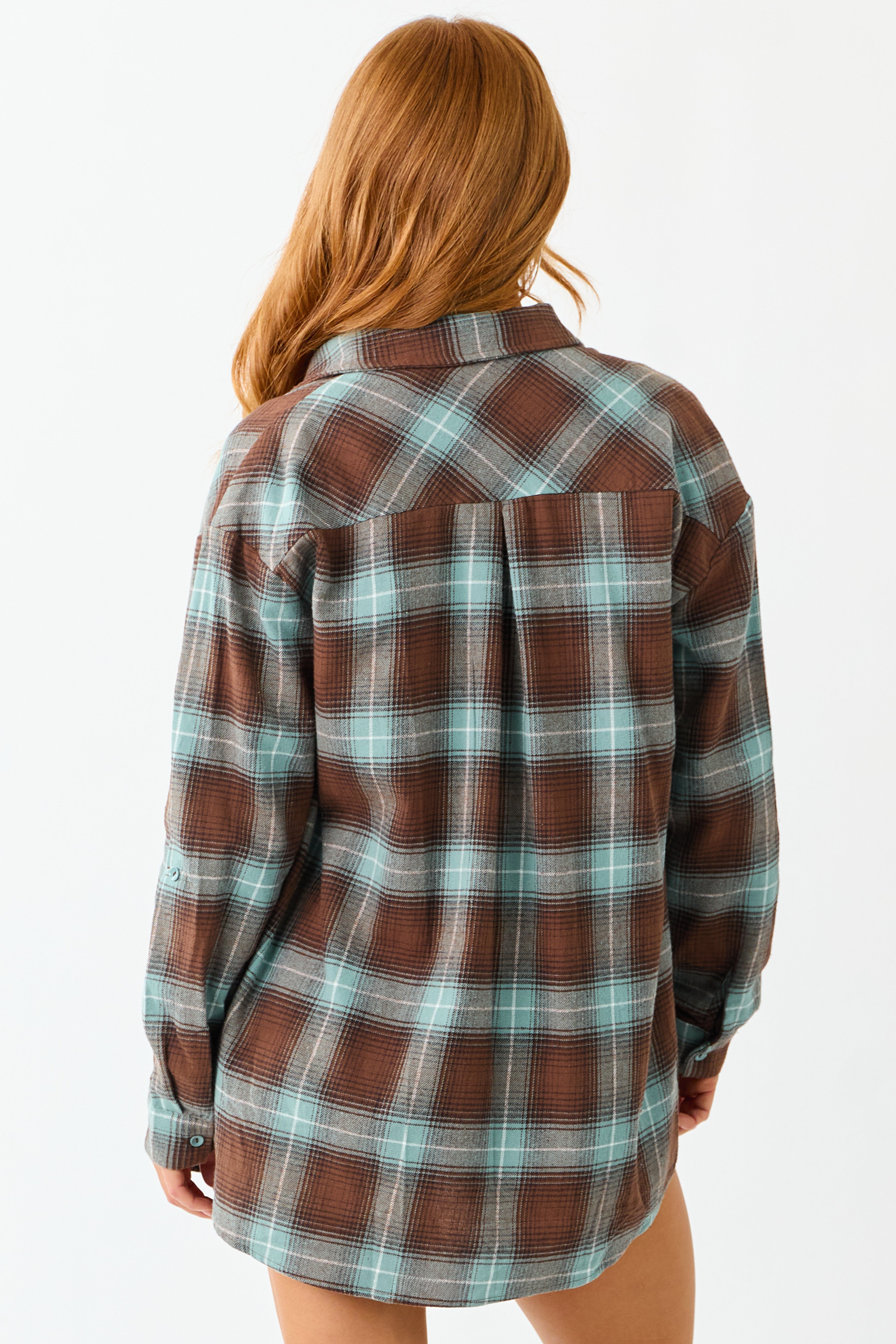 Juniper Plaid Flannel Long Sleeve Cotton Top