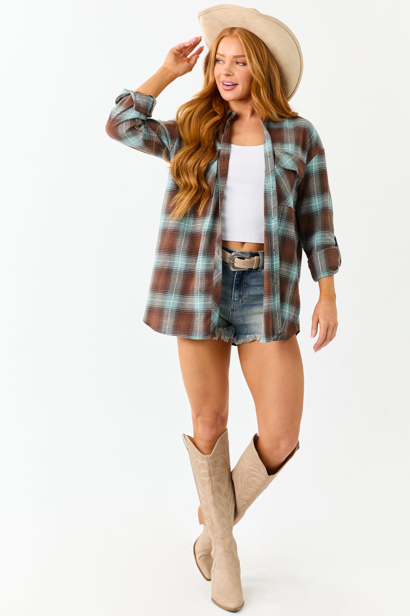 Juniper Plaid Flannel Long Sleeve Cotton Top