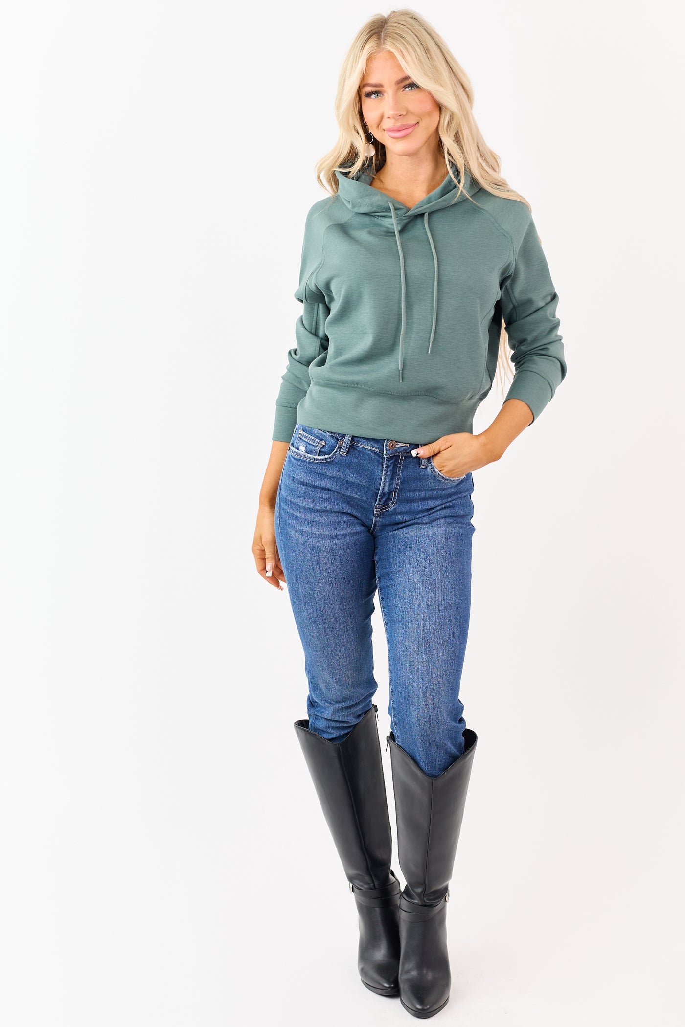 Juniper Soft Scuba Knit Drawstring Hoodie