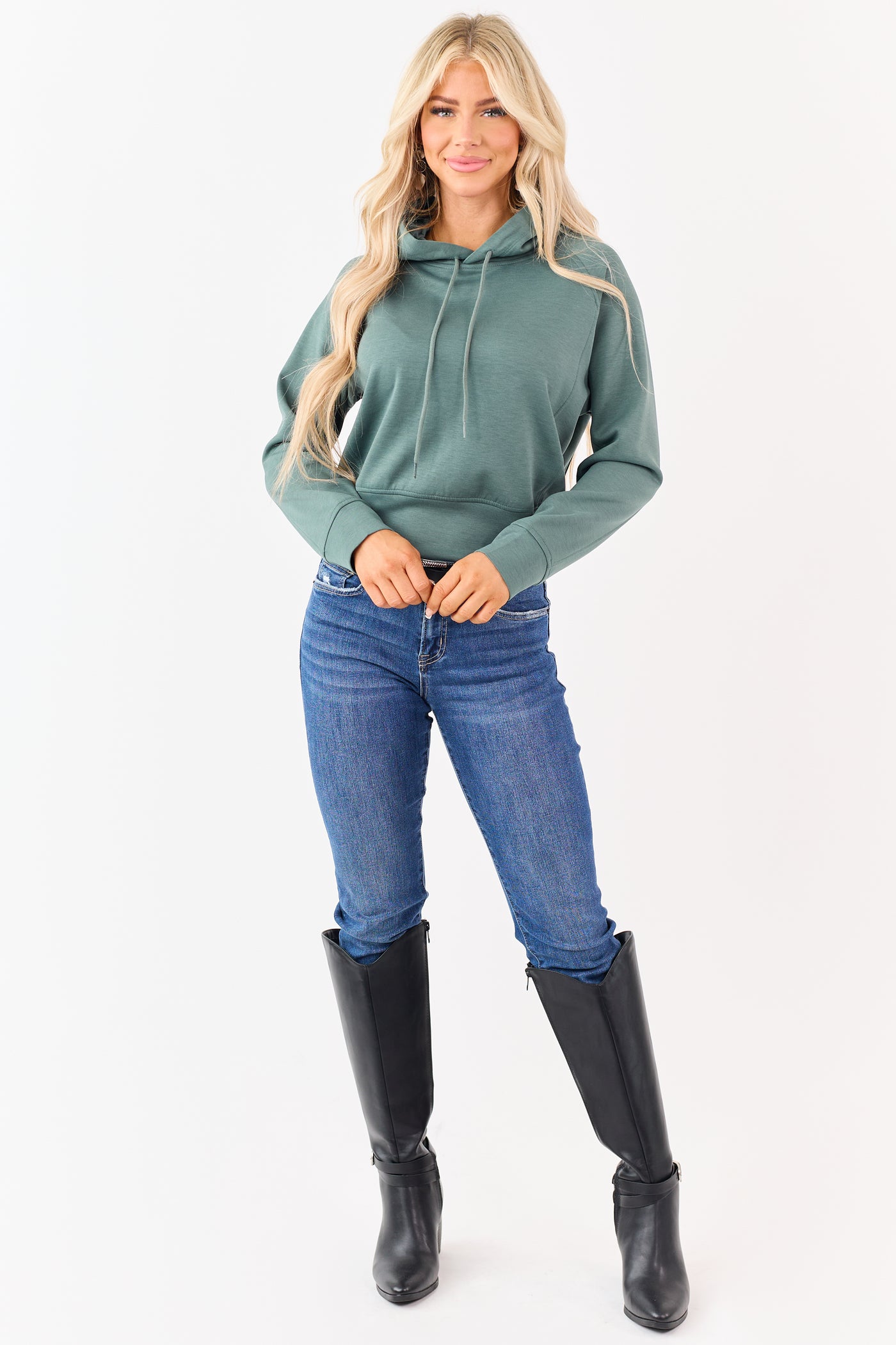 Juniper Soft Scuba Knit Drawstring Hoodie