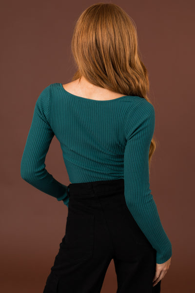 Juniper Sweetheart Neck Cropped Ribbed Knit Top