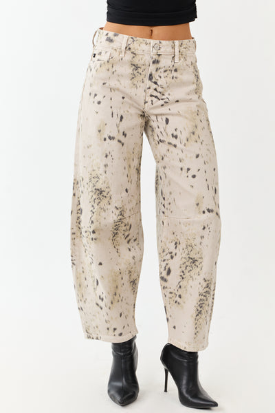 KanCan Snow Leopard Horseshoe Barrel Jeans