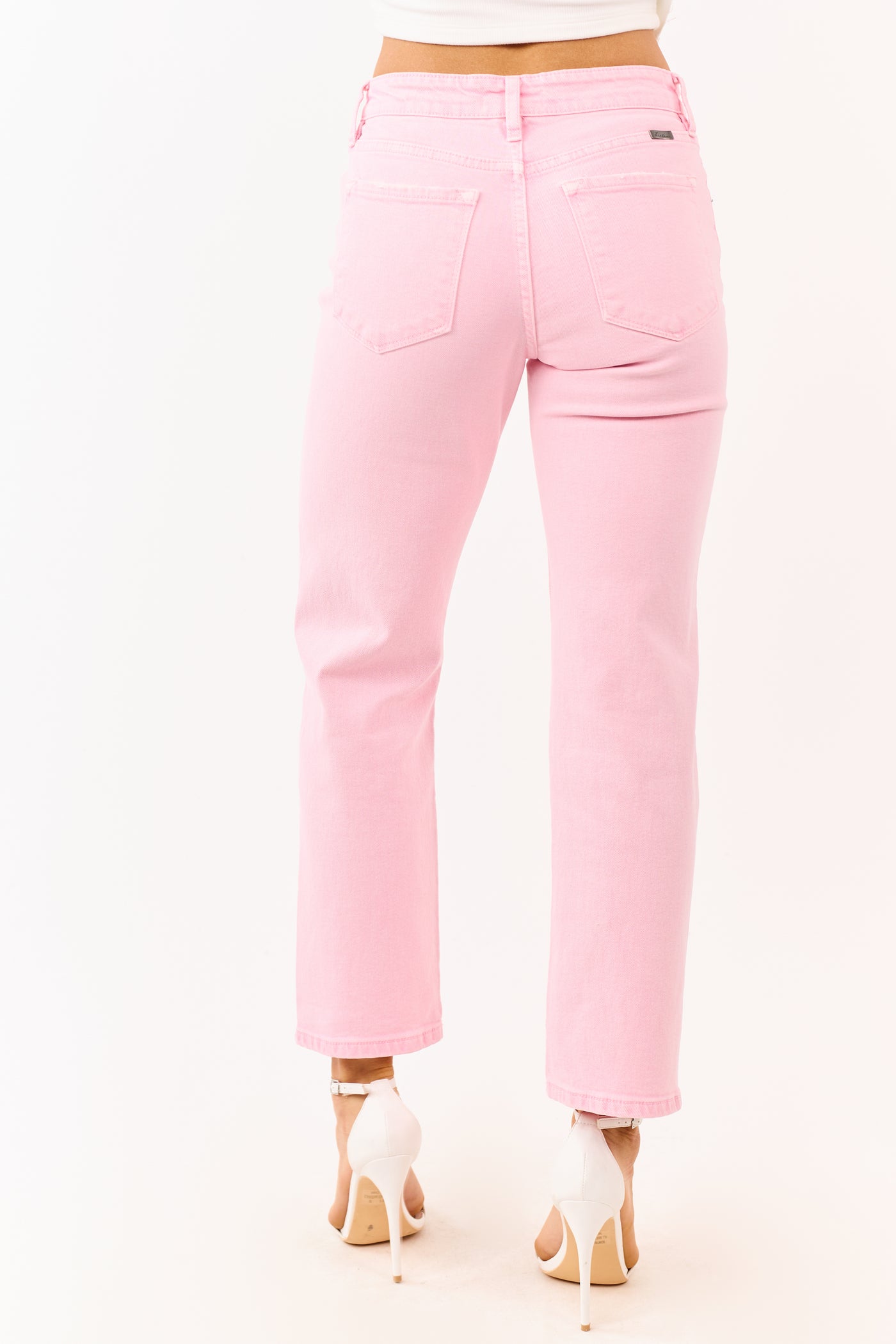 KanCan Baby Pink Stretchy Mid Rise Straight Jeans