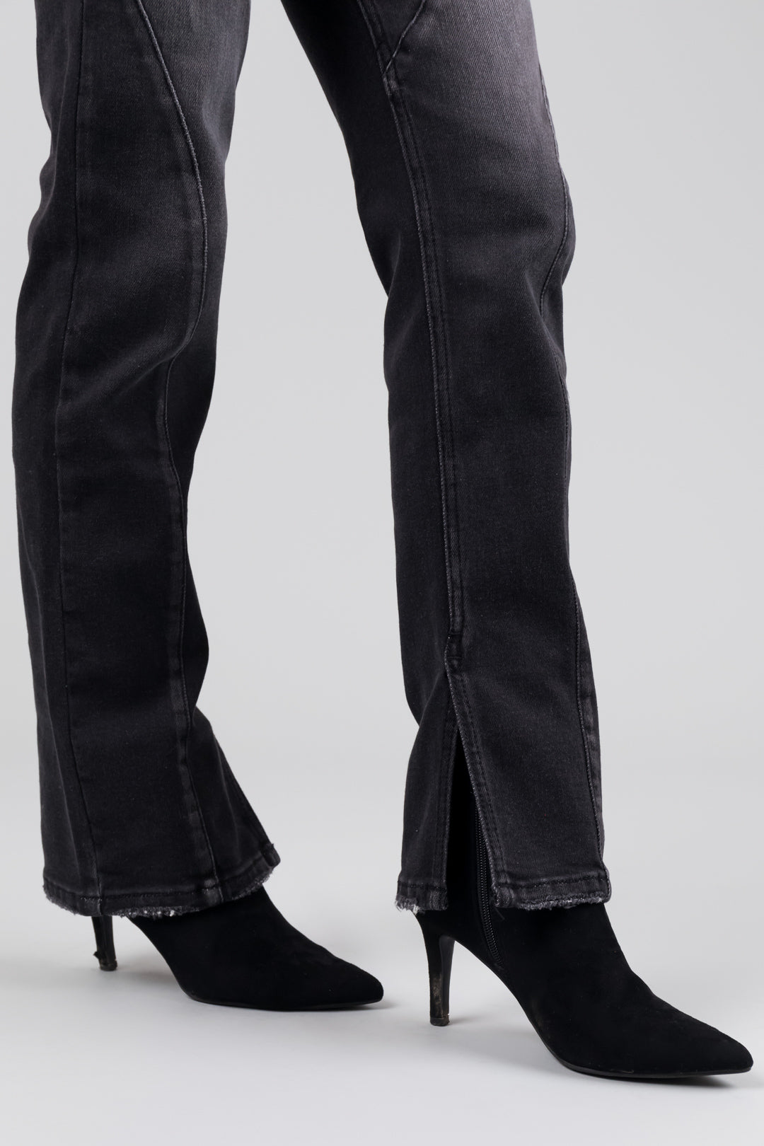 KanCan Black Straight Leg Seam Detail Jeans