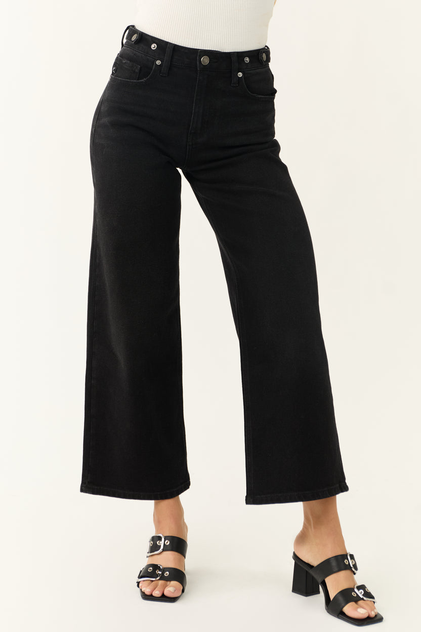 August High Rise Wide Leg Crop Jeans in Black