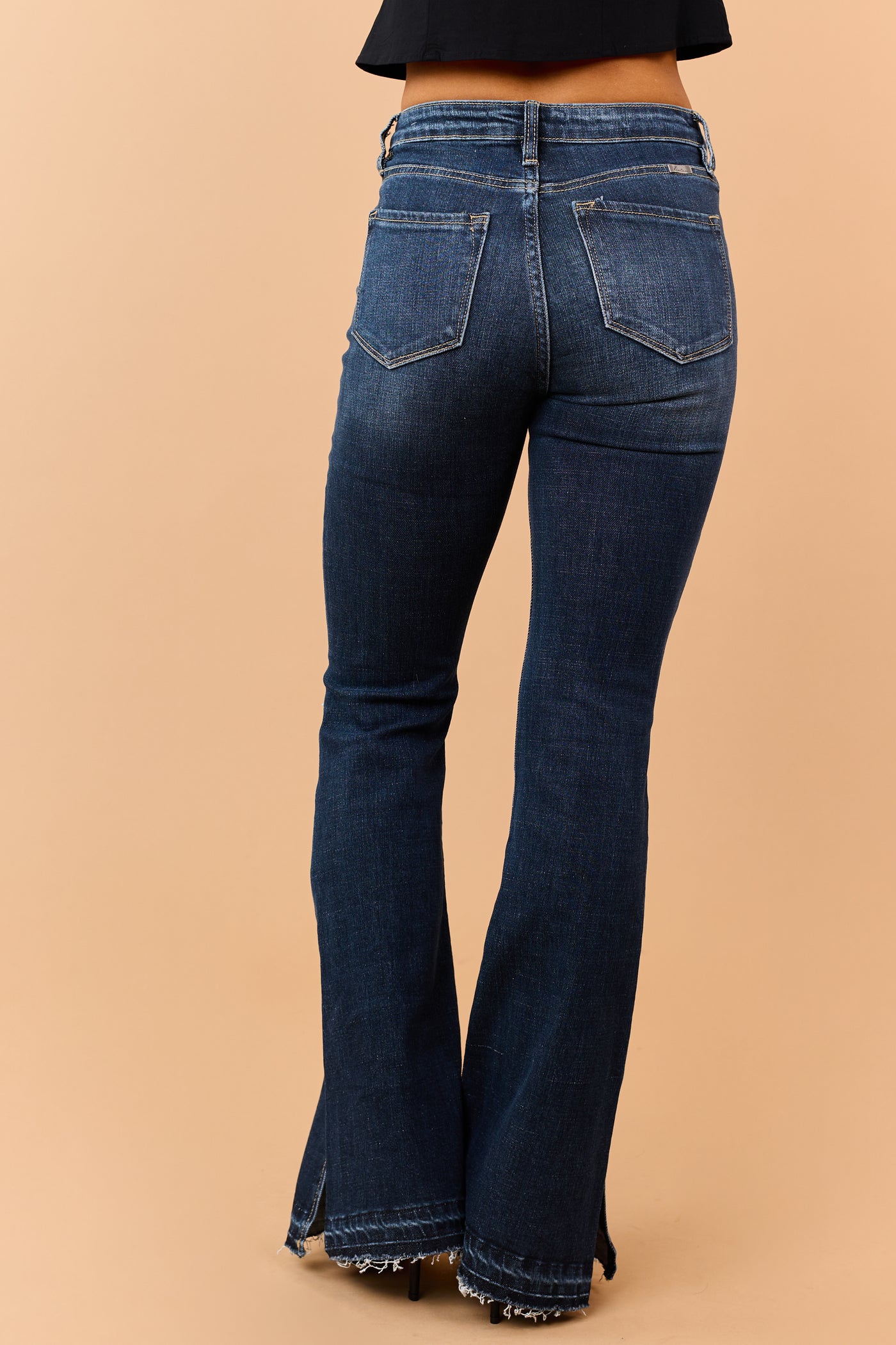 KanCan Dark Wash Distressed Stretchy Flare Jeans