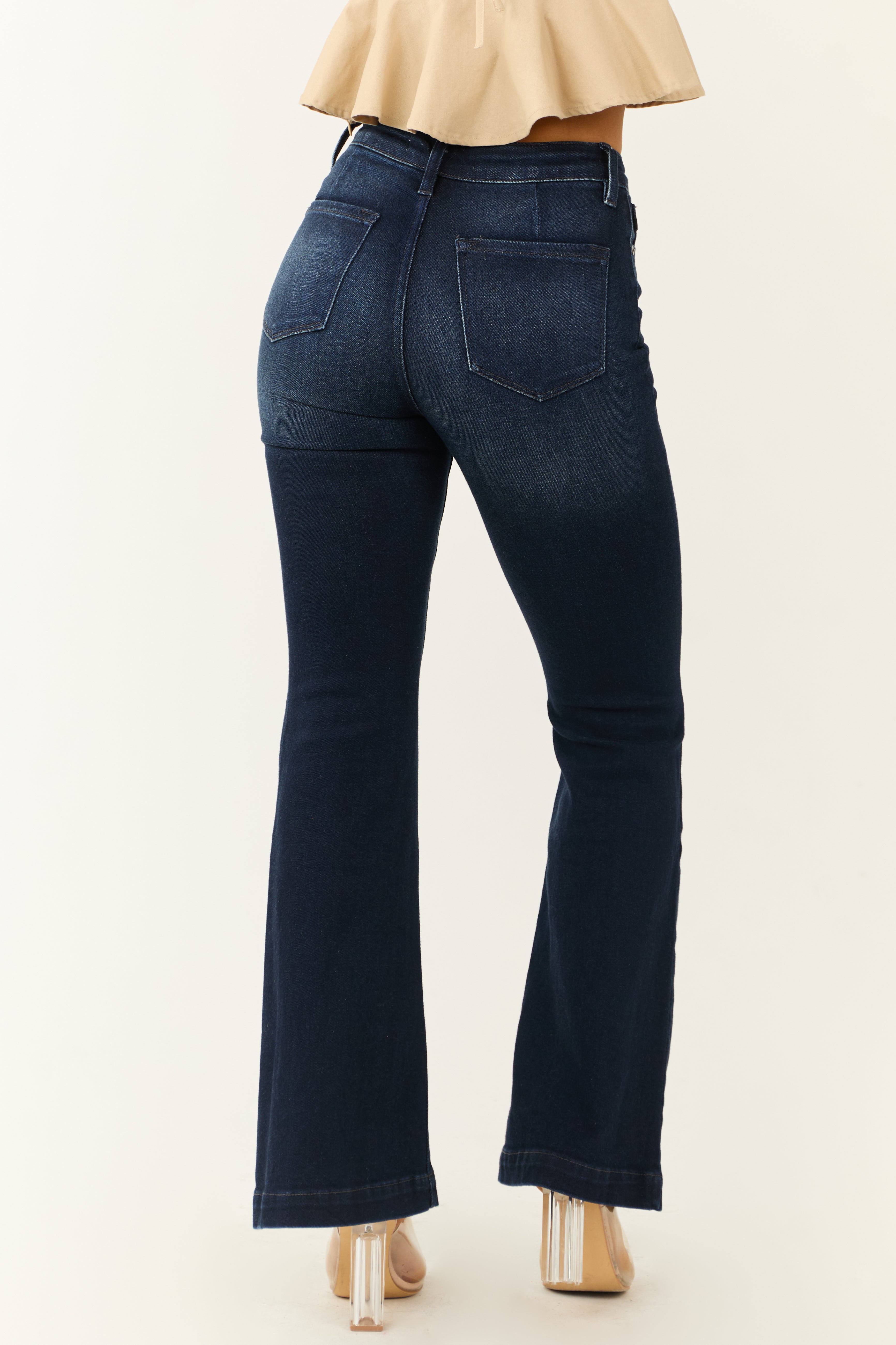 KanCan Dark Wash High Rise Flare Jeans | Lime Lush Boutique