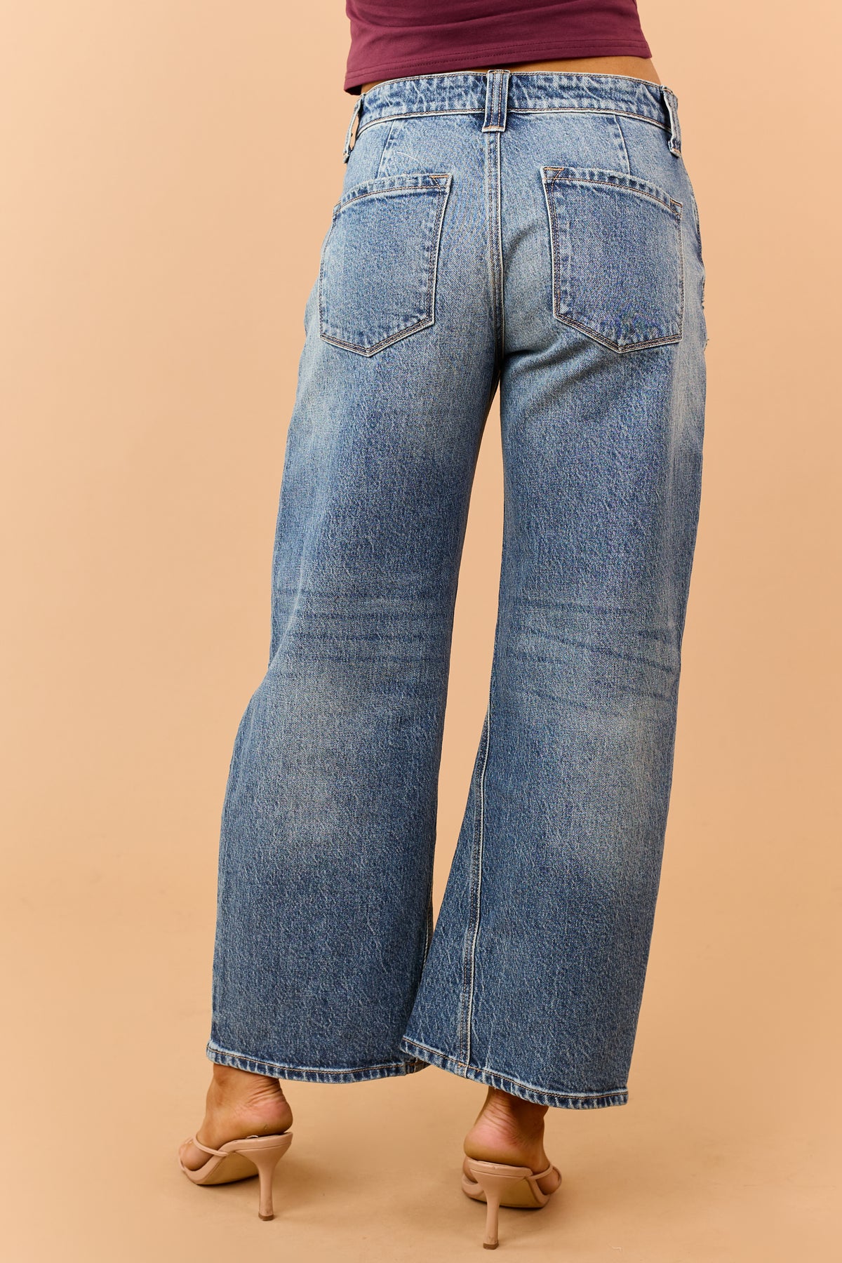 KanCan Dark Wash Loose Mid Rise Barrel Leg Jeans