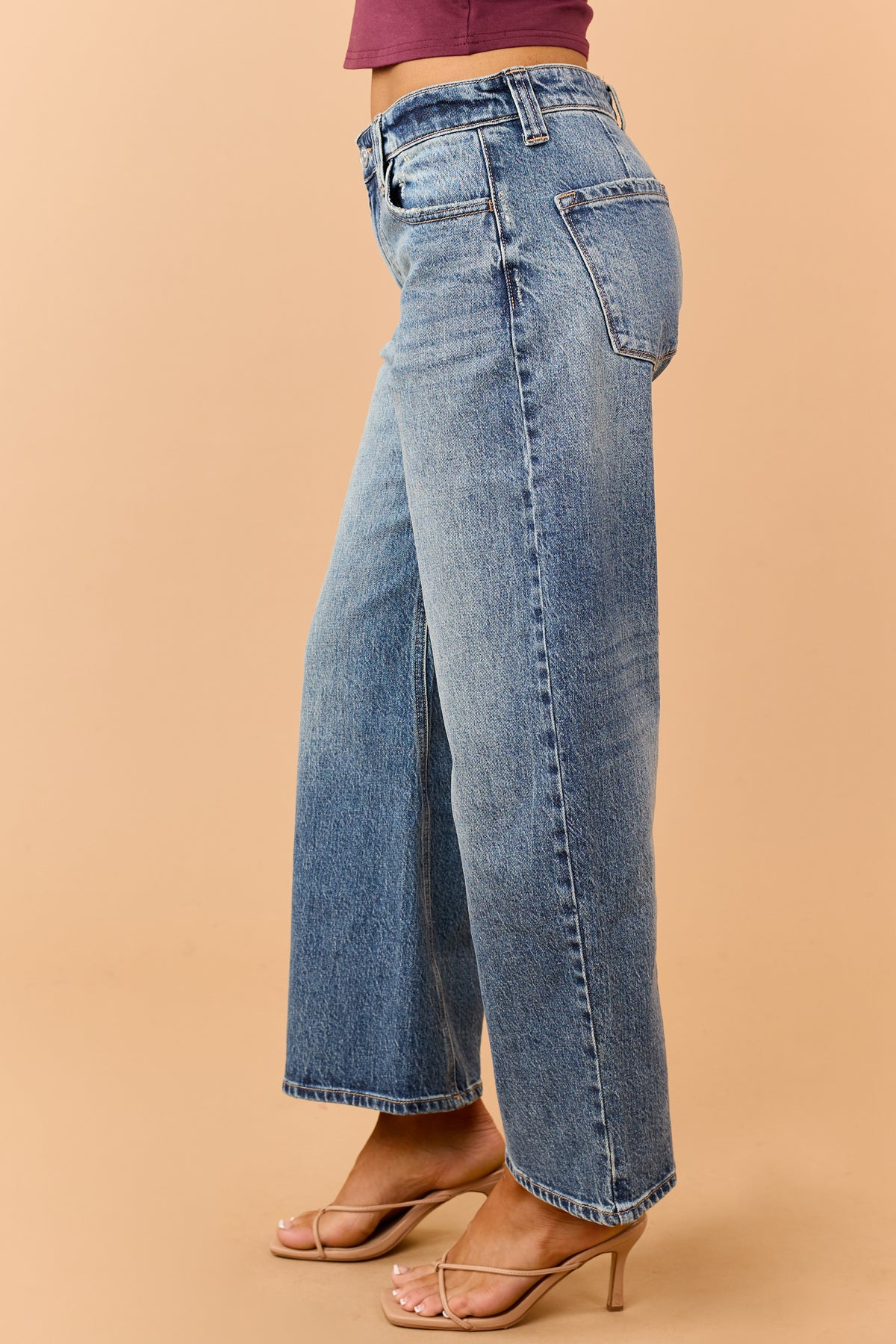 KanCan Dark Wash Loose Mid Rise Barrel Leg Jeans