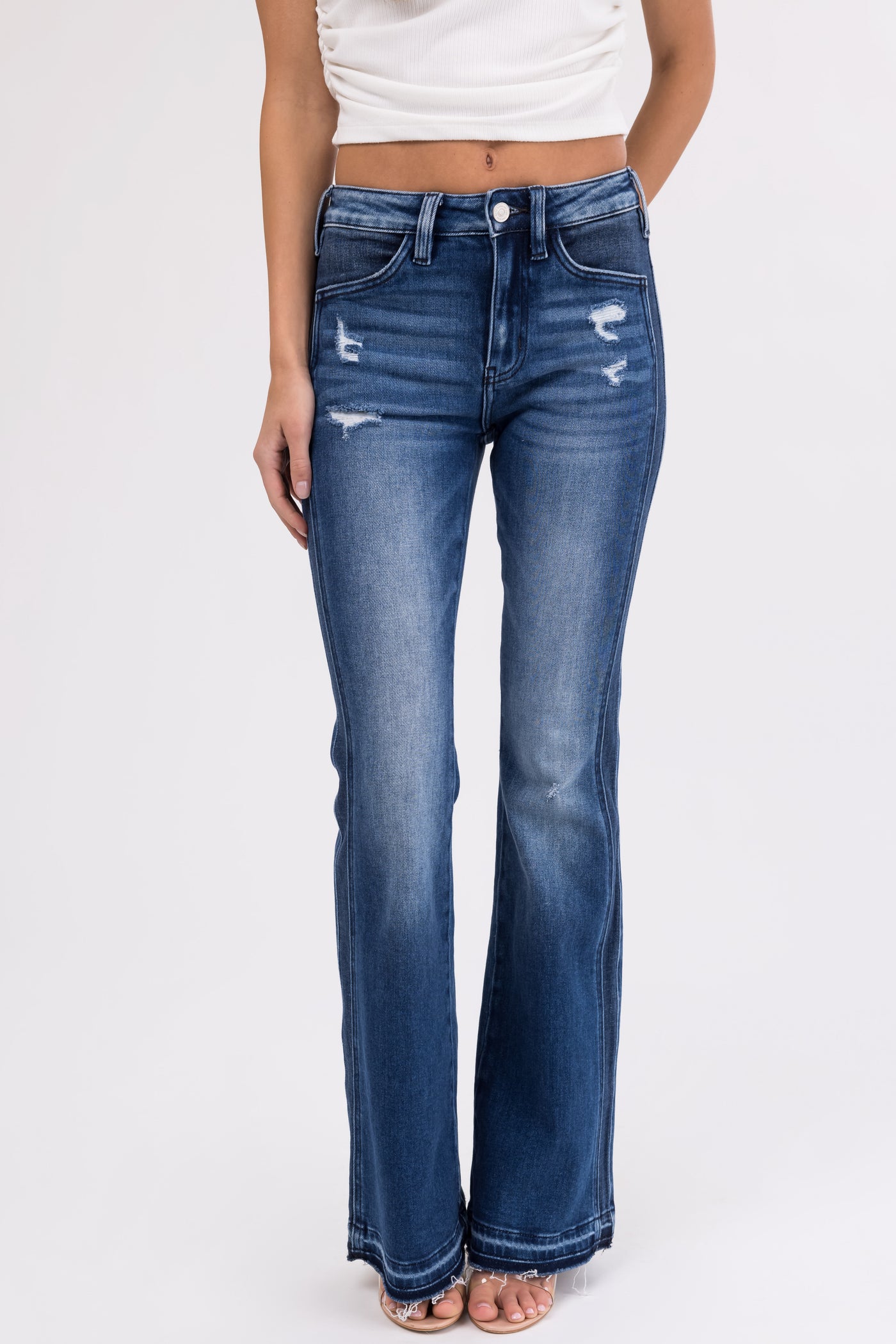 KanCan Dark Washed Double Seam Flare Jeans