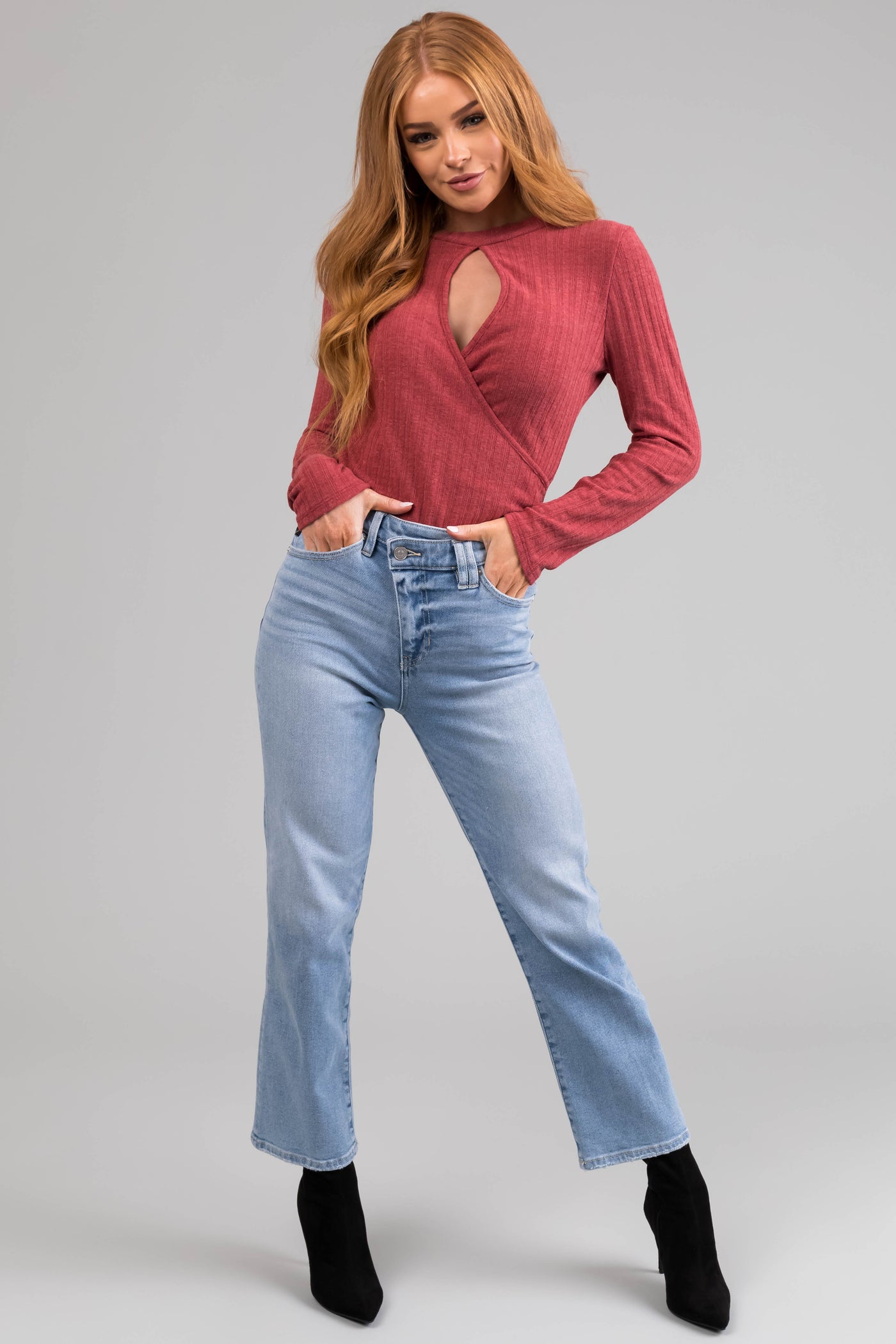 KanCan High Rise 90's Criss Cross Straight Jeans