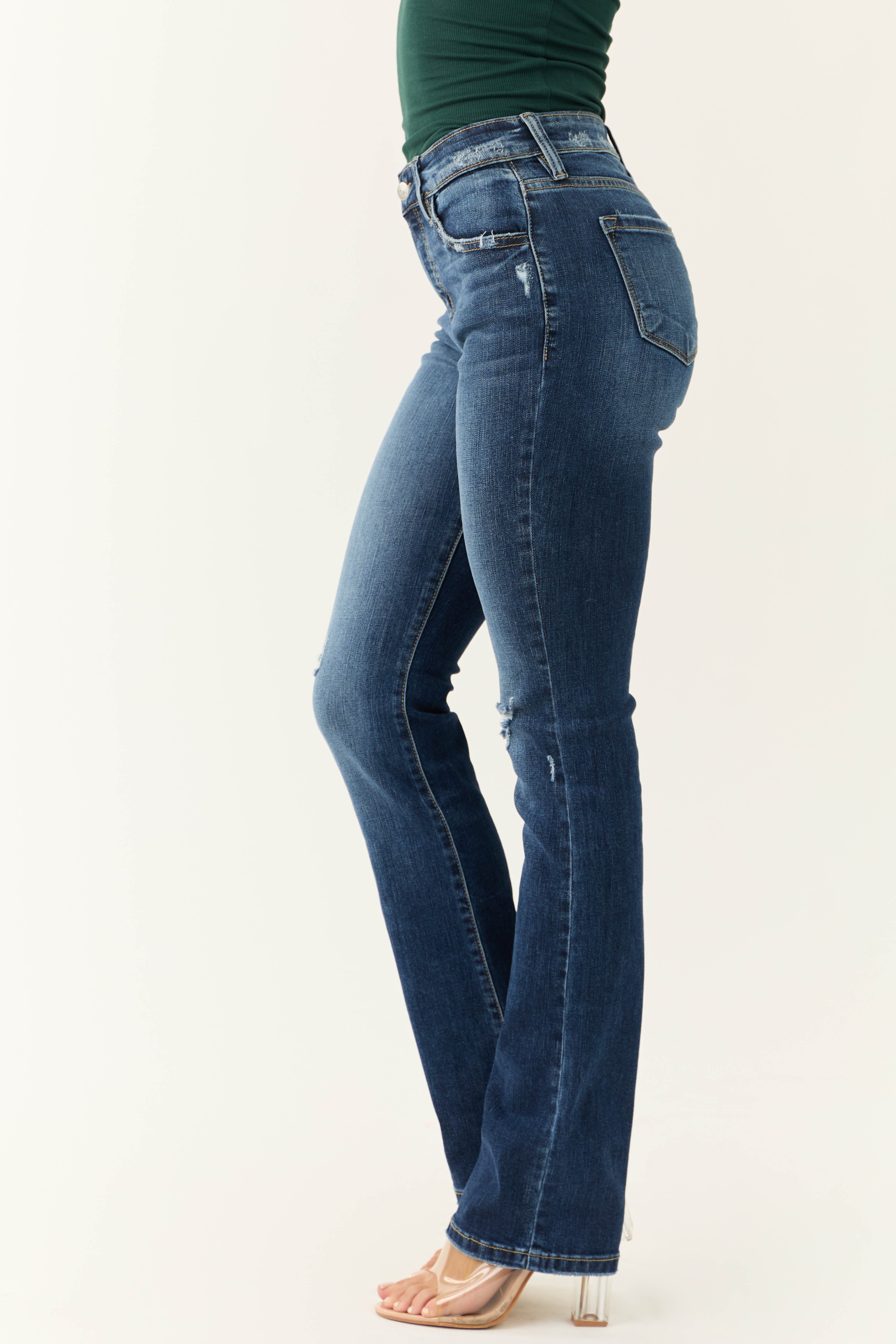 KanCan High Rise Dark Wash Skinny Bootcut Jeans Lime Lush Boutique