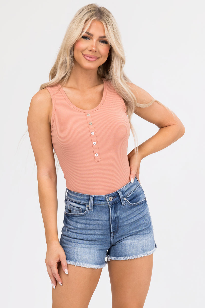 Cello Vanilla High Rise Frayed Hem Denim Mom Shorts