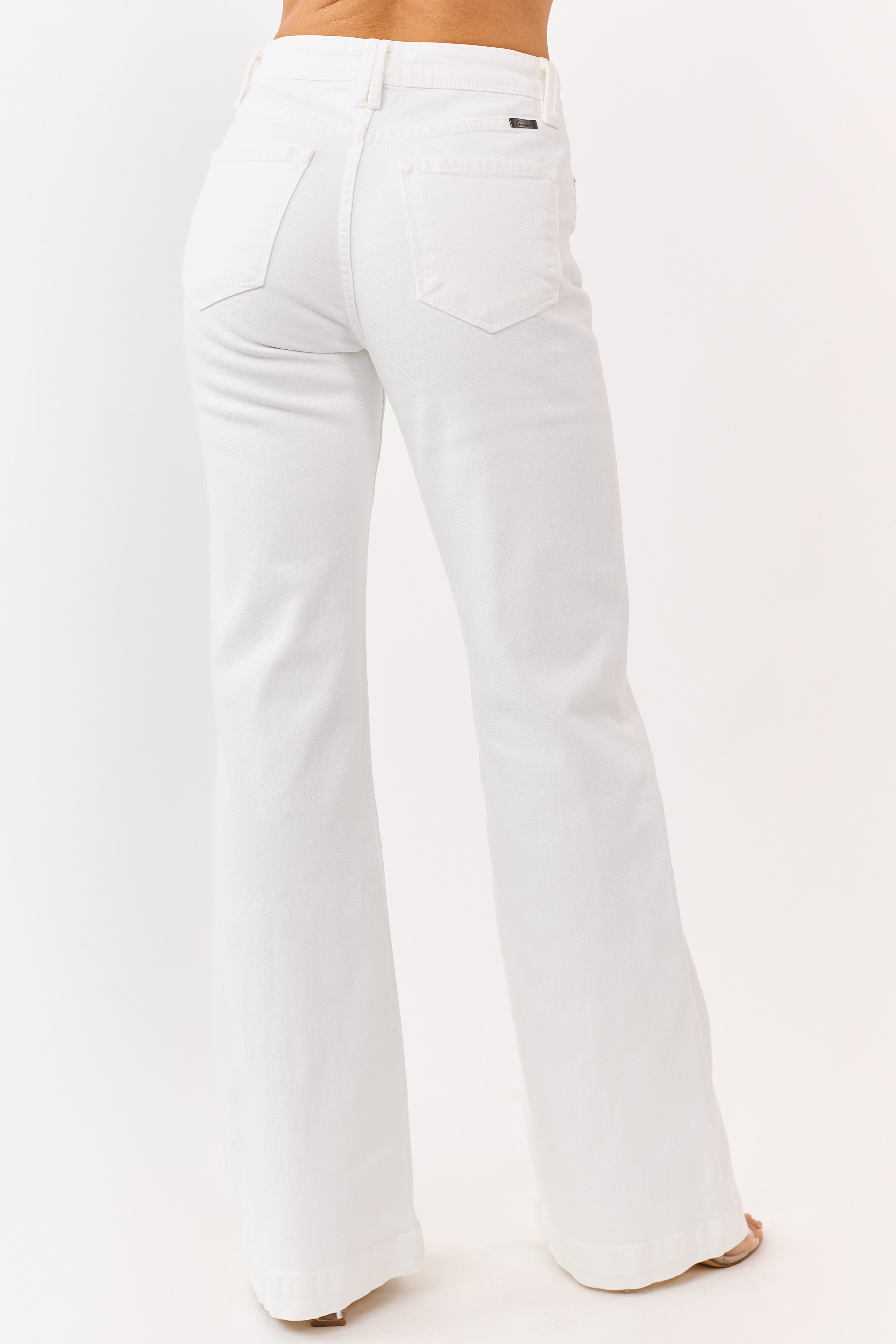 パンツ white color long strech flare denim KanCan Ivory High Rise Wide Relaxed Flare Jeans | Lime Lush Boutique