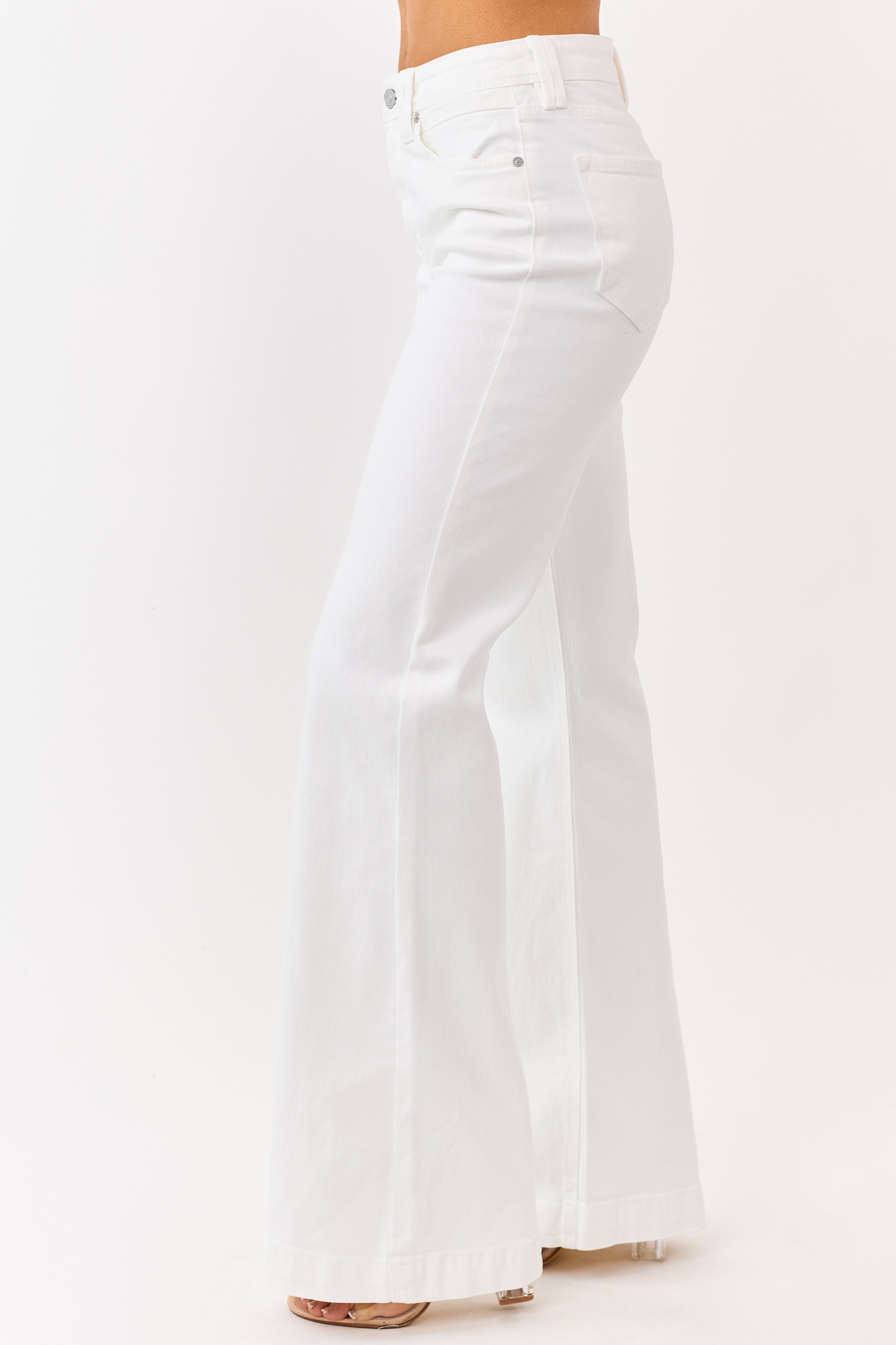 KanCan Ivory High Rise Wide Relaxed Flare Jeans | Lime Lush Boutique
