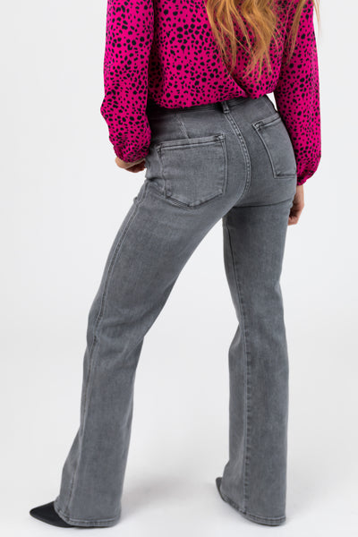 KanCan Light Grey Ultra High Rise Flare Jeans