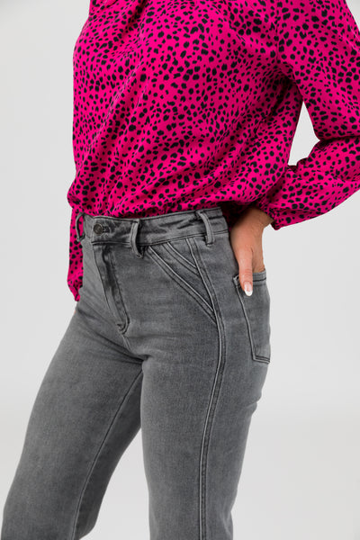 KanCan Light Grey Ultra High Rise Flare Jeans