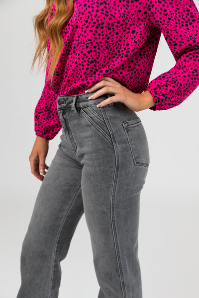 KanCan Light Grey Ultra High Rise Flare Jeans