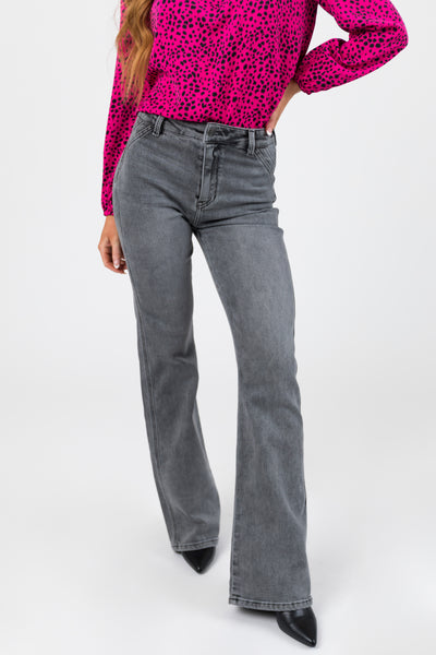KanCan Light Grey Ultra High Rise Flare Jeans