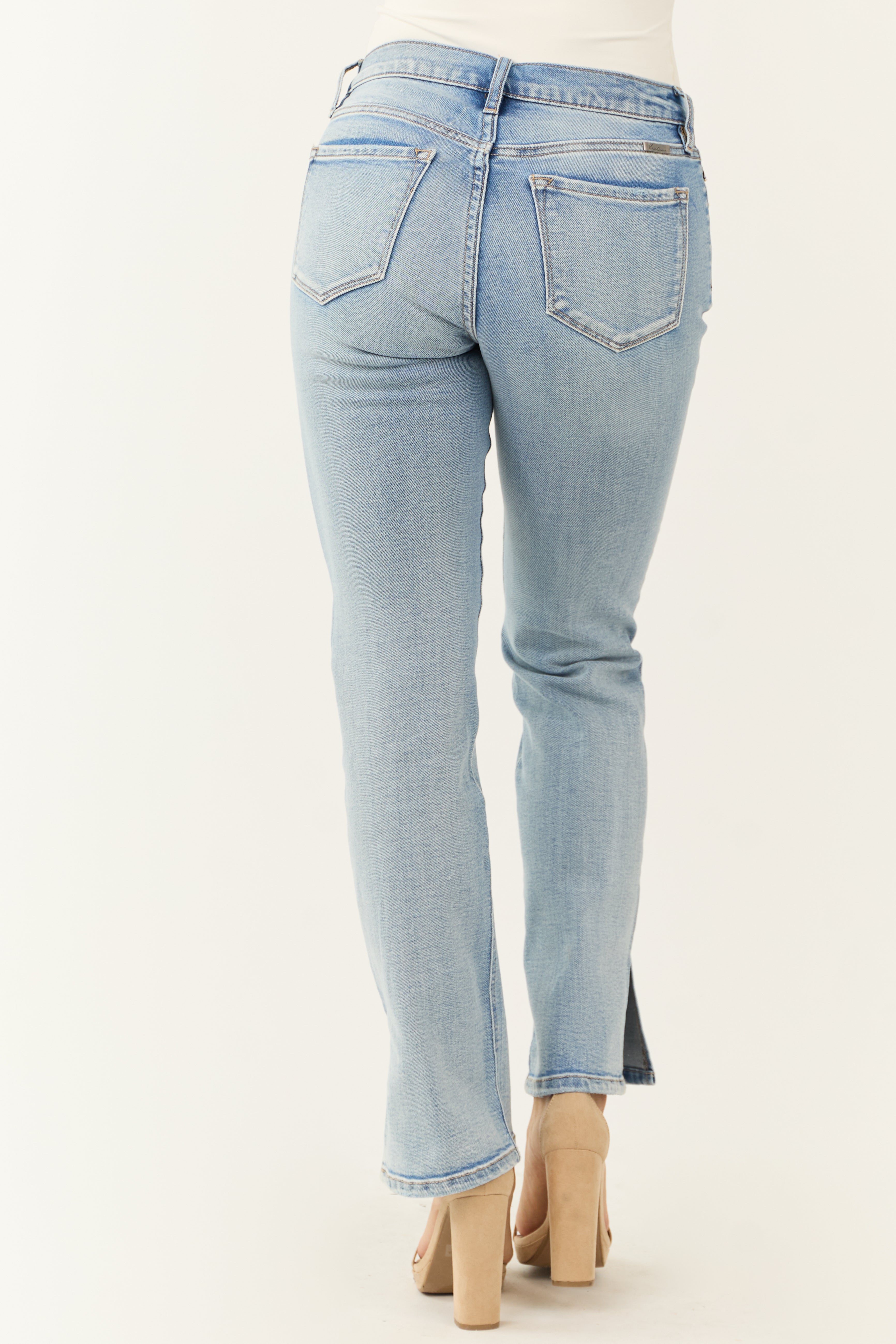 KanCan Medium Light Wash Bootcut Side Slit Hem Jeans