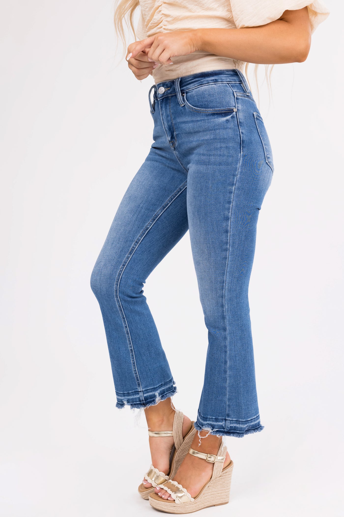 KanCan Medium Wash Cropped Bootcut Jeans