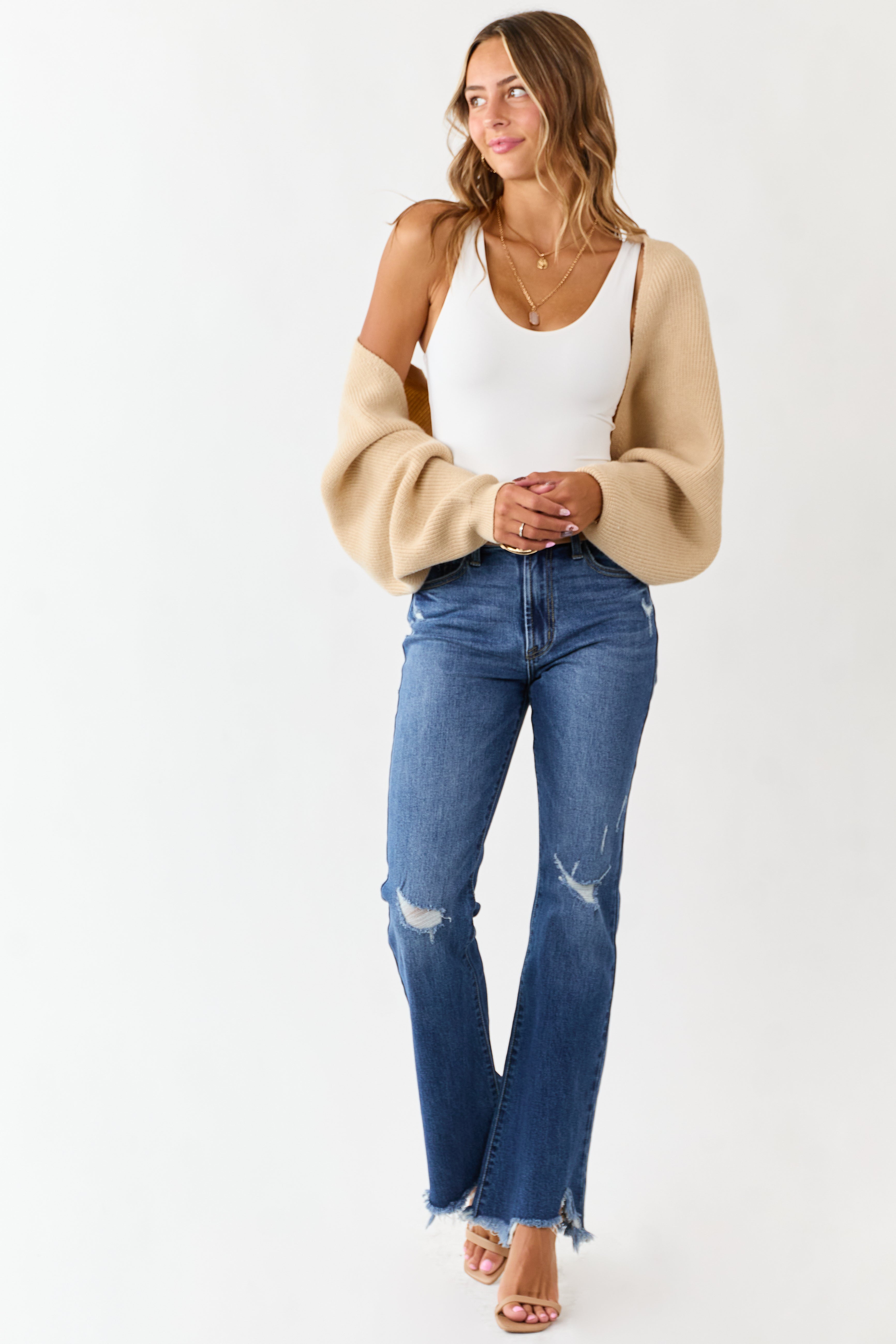 KanCan Medium Wash Distressed High Rise Flare Jeans