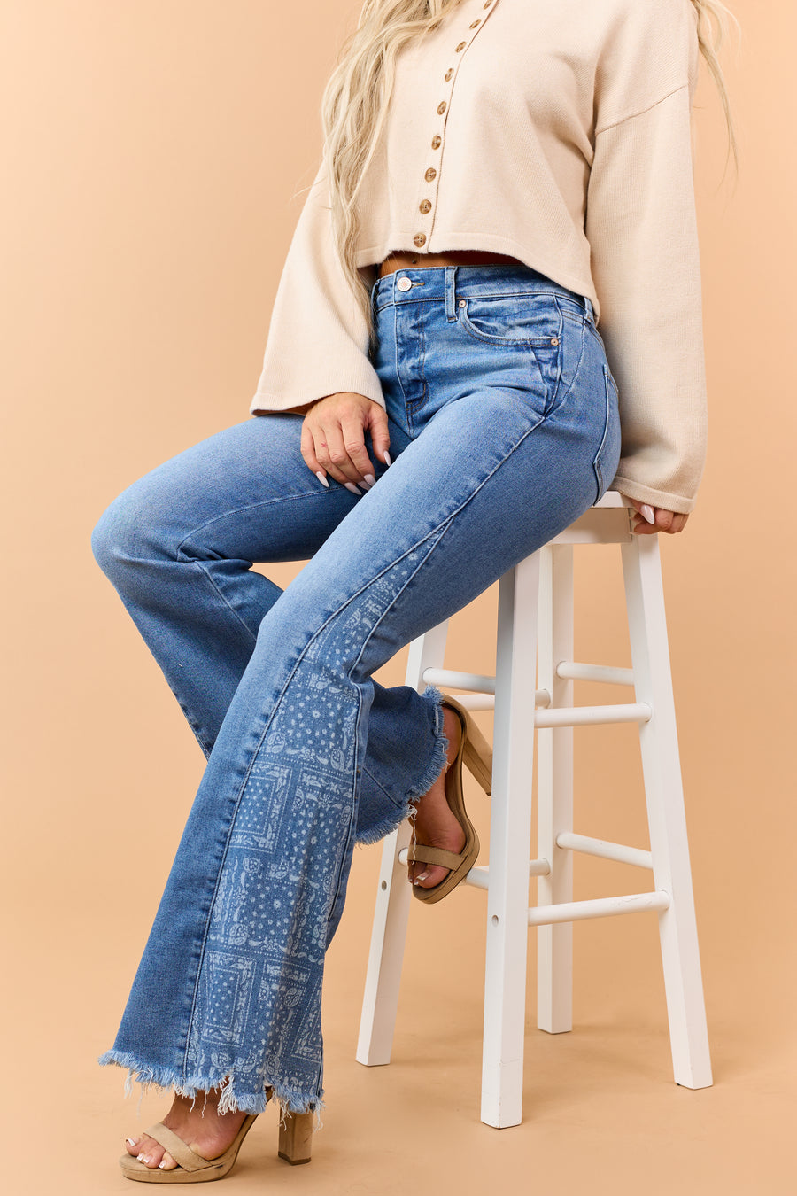 KanCan Medium Wash Flare Side Panel Stretch Jeans
