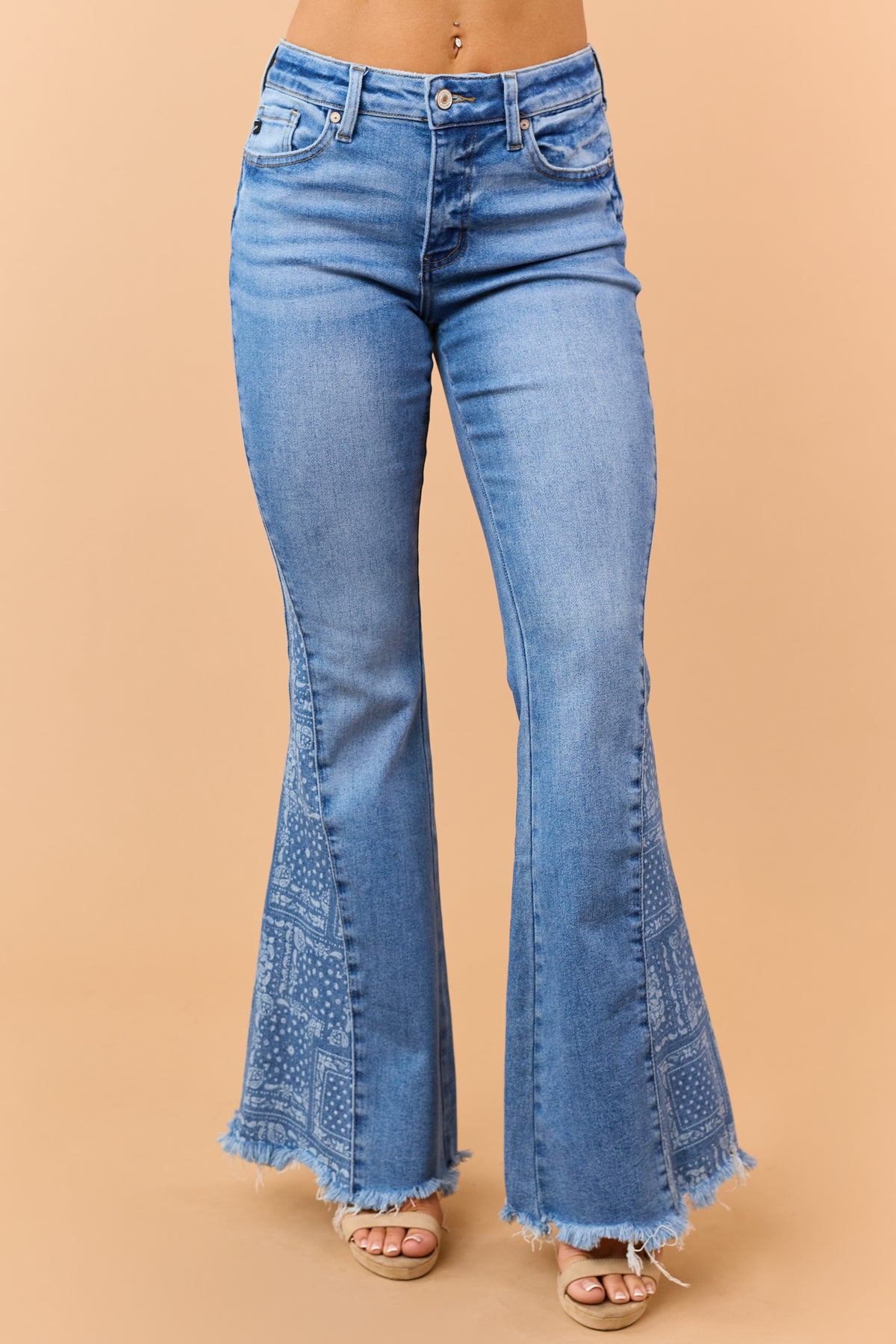 KanCan Medium Wash Flare Side Panel Stretch Jeans
