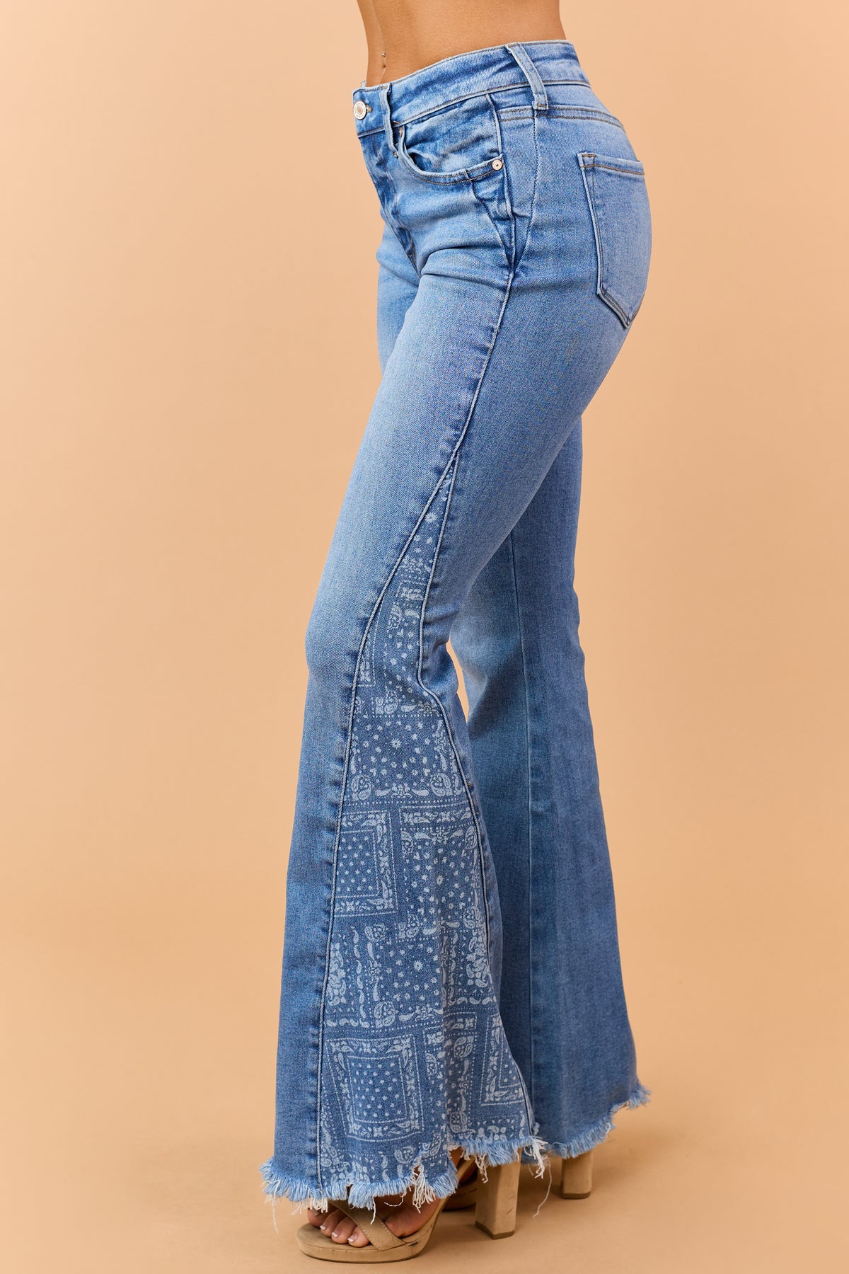 KanCan Medium Wash Flare Side Panel Stretch Jeans