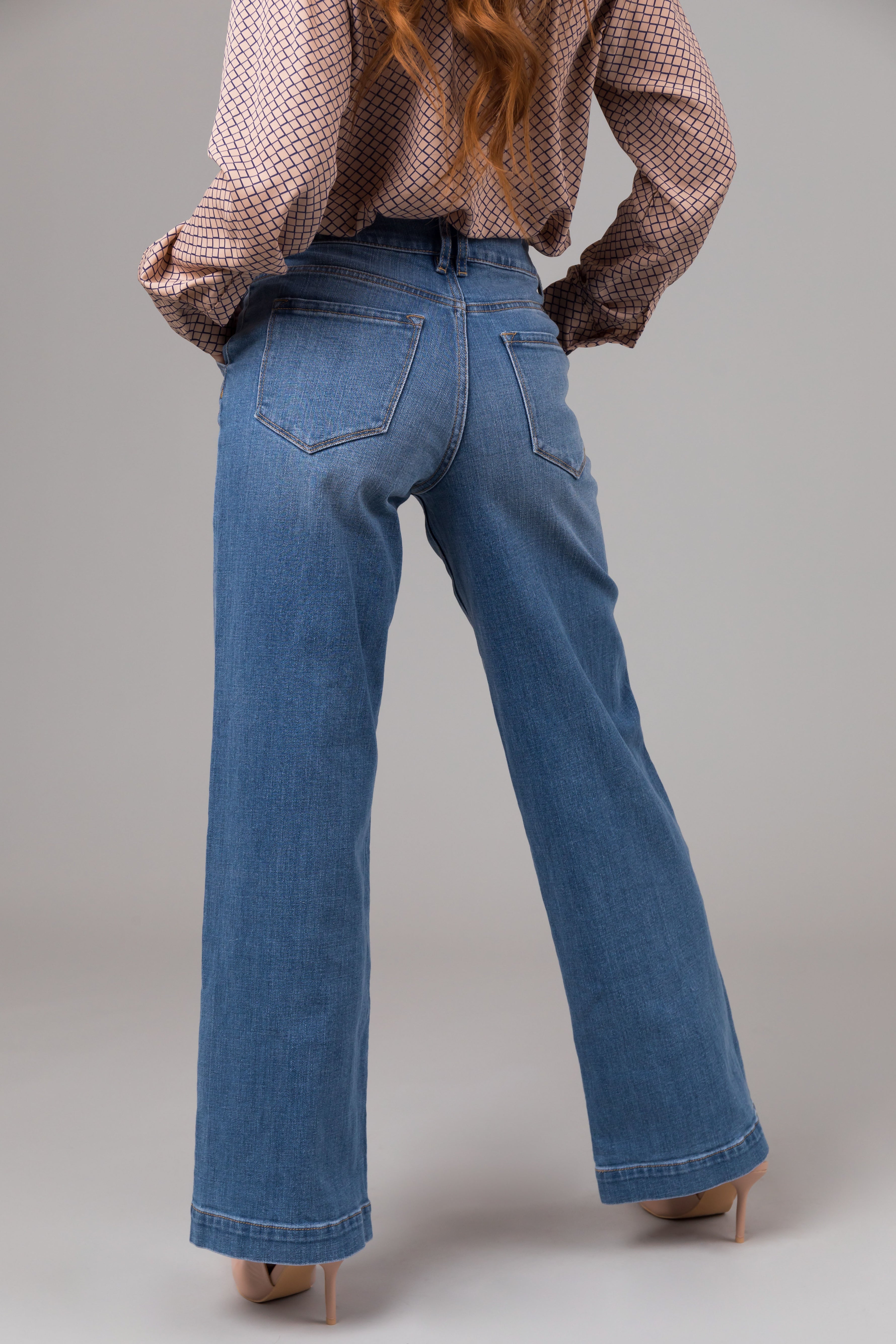 KanCan Medium Wash High Rise Trouser Wide Leg Jeans