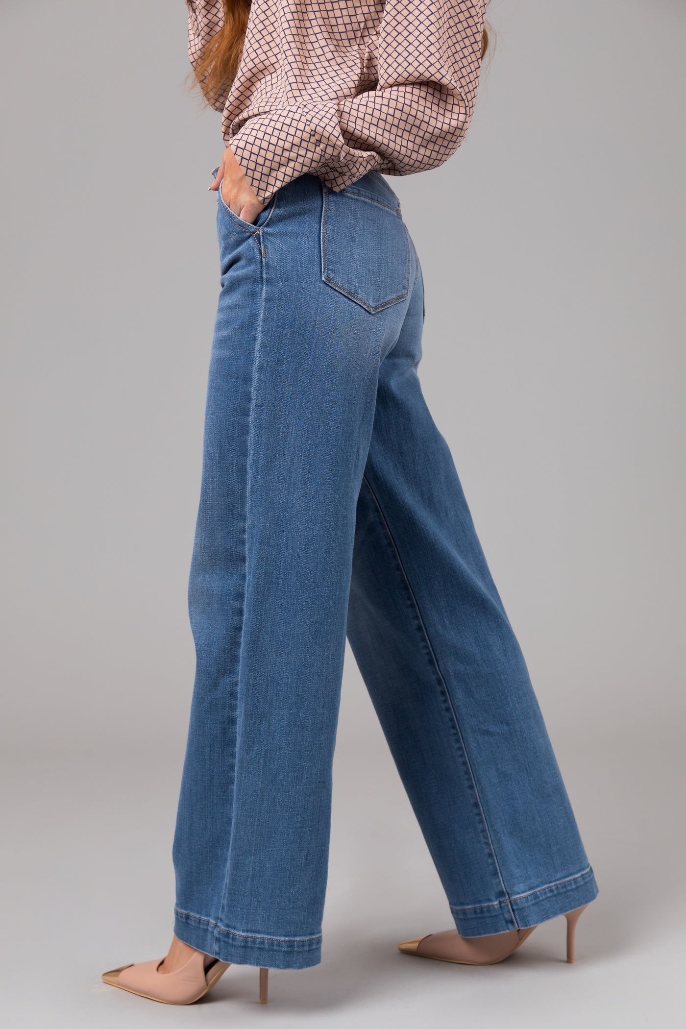 KanCan Medium Wash High Rise Trouser Wide Leg Jeans